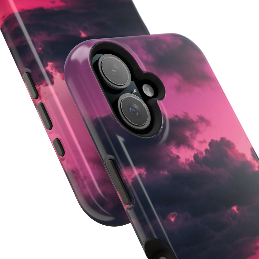 Pink Sky Paw Print Phone Case — Impact-Resistant Wireless Charging Cover