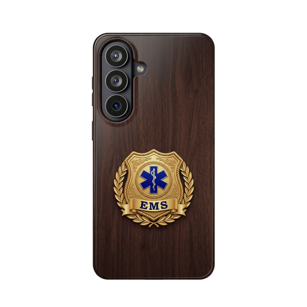 Gold EMS Laurel Badge Wood Phone Case — Magnetic Wireless Charging Cover