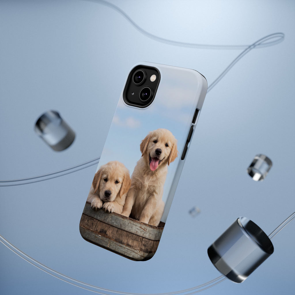 Golden Retriever Puppy Duo Phone Case — Impact-Resistant Wireless Charging Cover