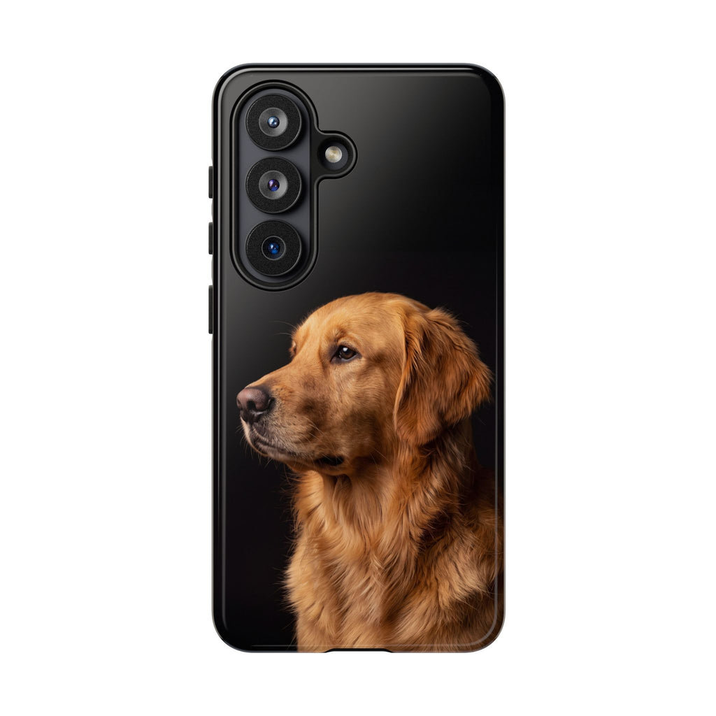 Golden Retriever Portrait Phone Case | Realistic Dog Photo on Black Background | iPhone & Samsung