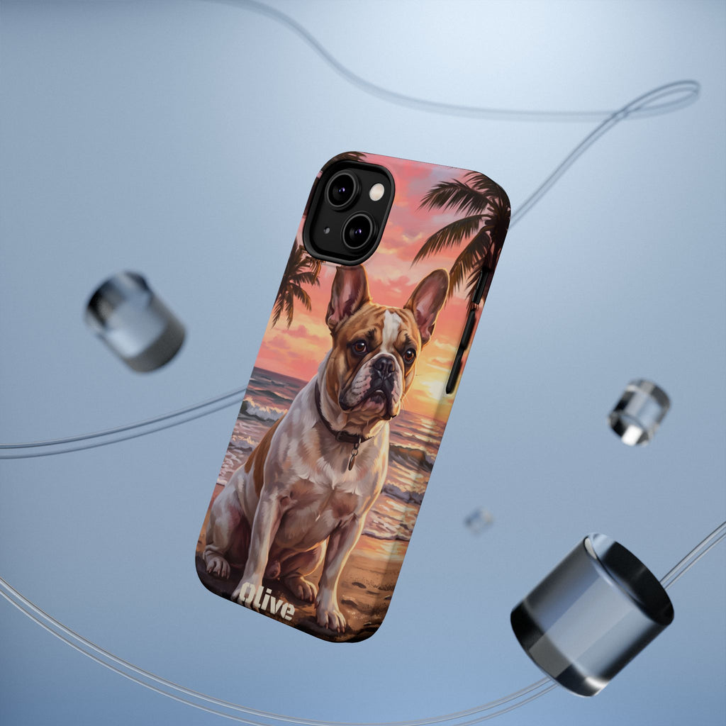 Personalized French Bulldog Beach Portrait Phone Case — Wireless Charging Cover