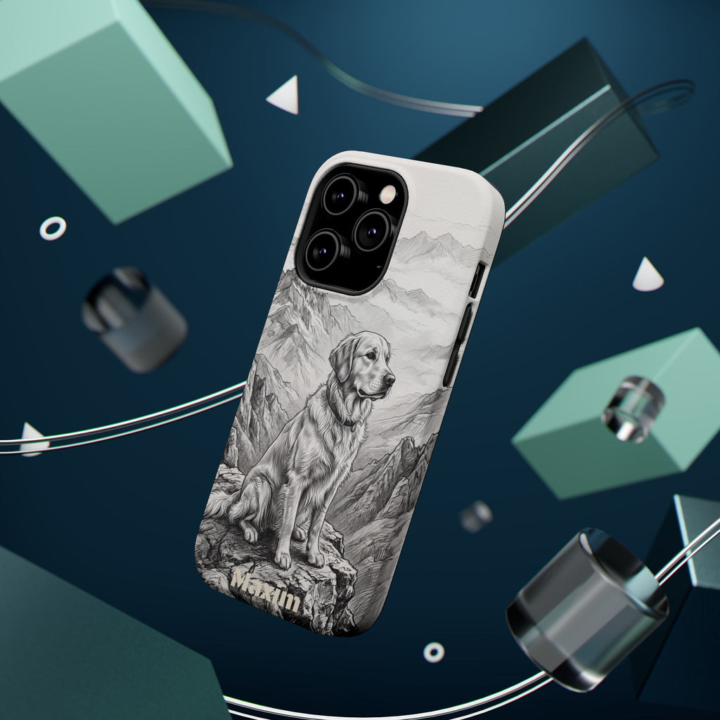 Personalized Golden Retriever Mountain Peak Phone Case — Wireless Charging Cover