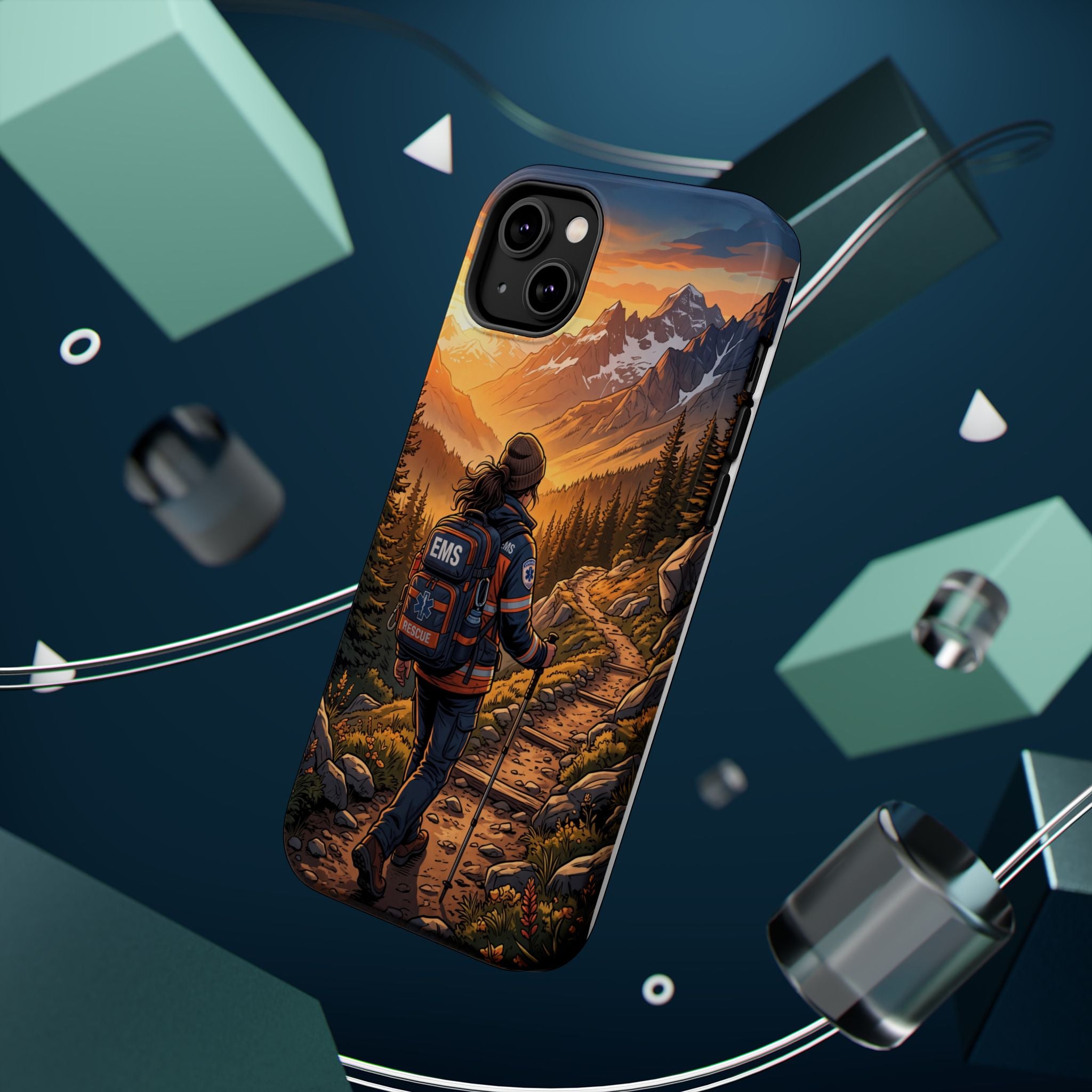 Paramedic/EMT Mountain Phone Case — Magnetic Wireless Charging Cover