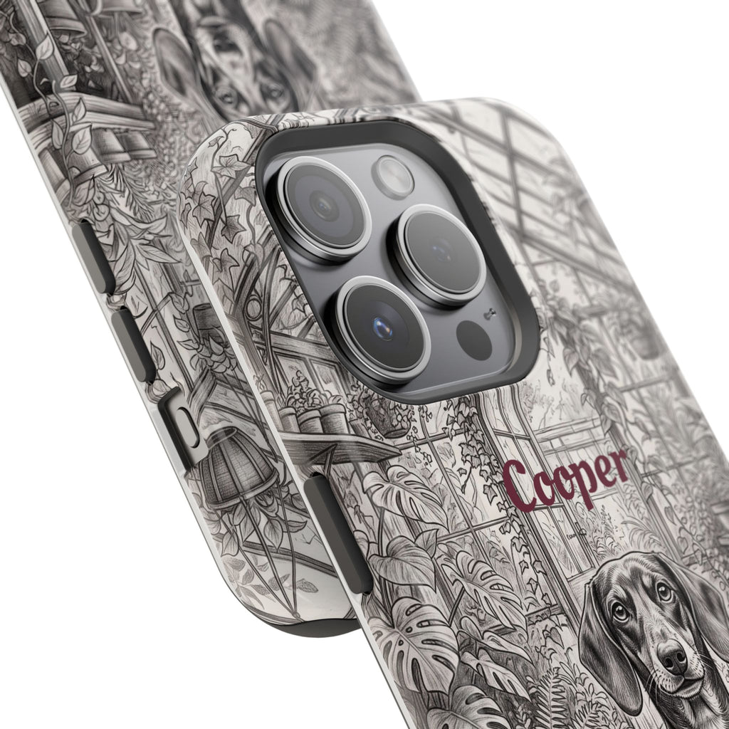 Personalized Dachshund Vintage Greenhouse Phone Case — Wireless Charging Cover