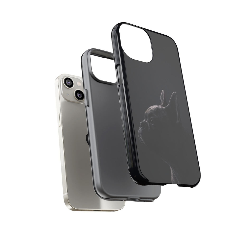 Silhouette French Bulldog Phone Case | Minimalist Black-on-Black Frenchie Profile | iPhone & Samsung
