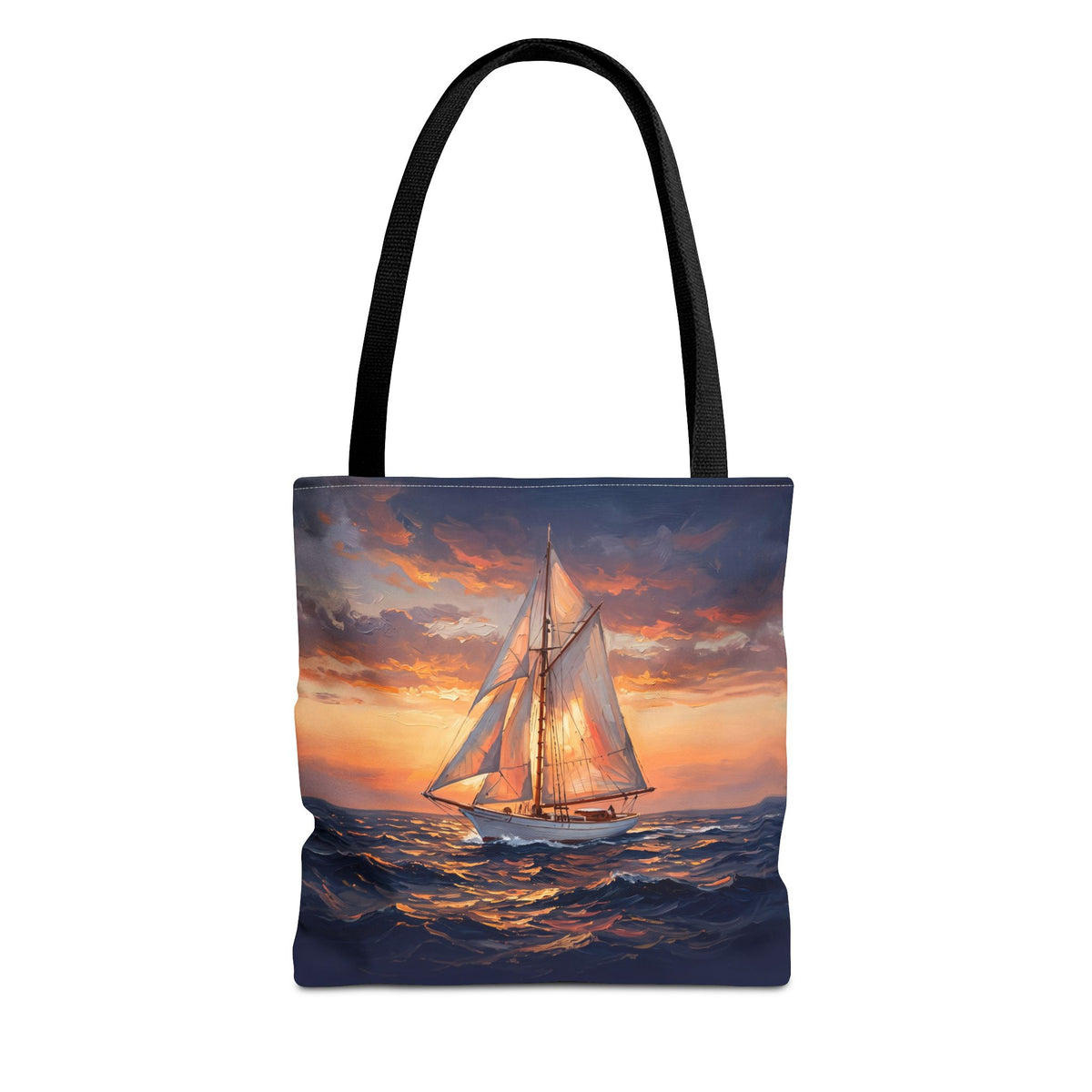 Sailboat Sunset Tote Bag | Painterly Sailing Art Tote for Boat Owners & Sailors