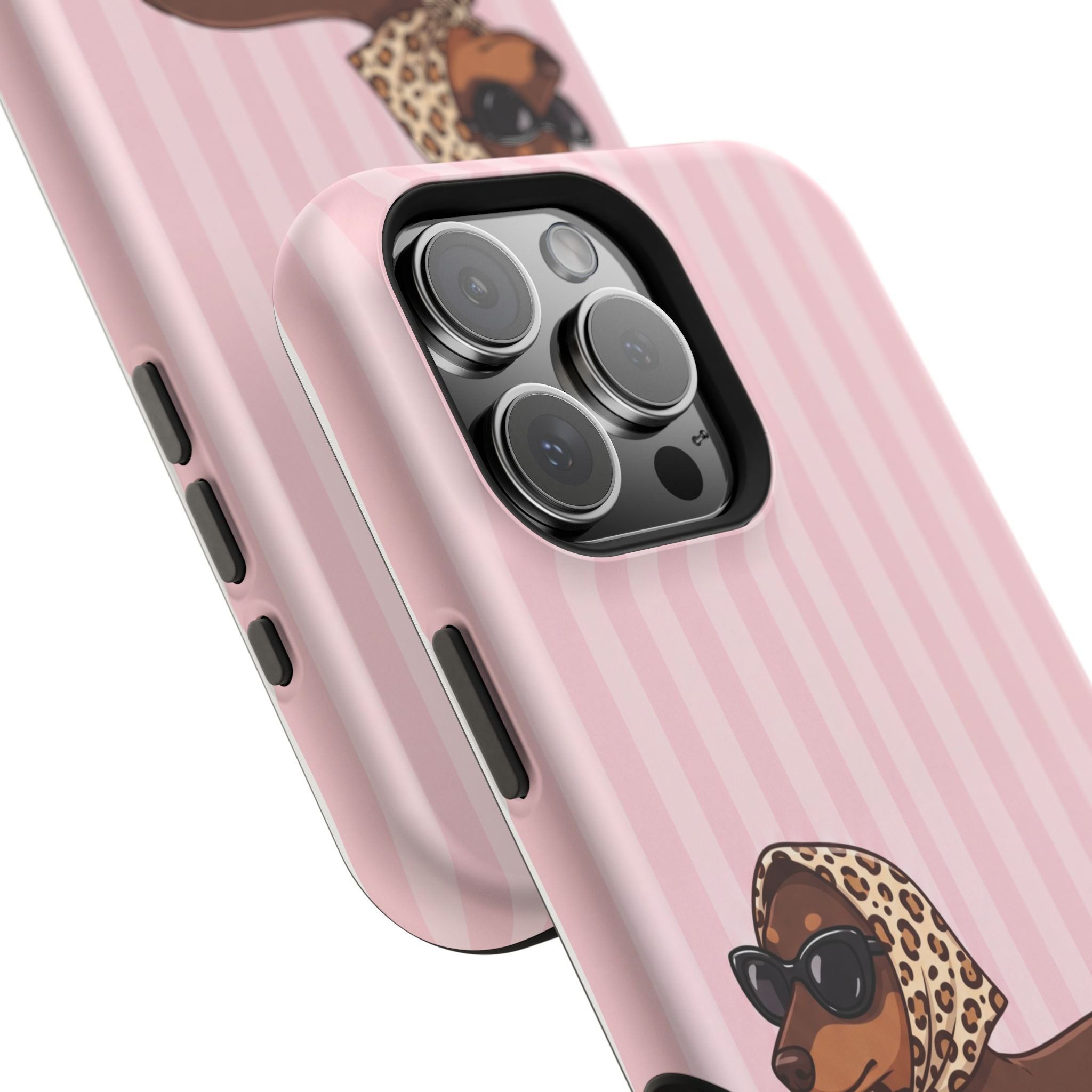 Preppy Dachshund Phone Case — Impact-Resistant Wireless Charging Cover