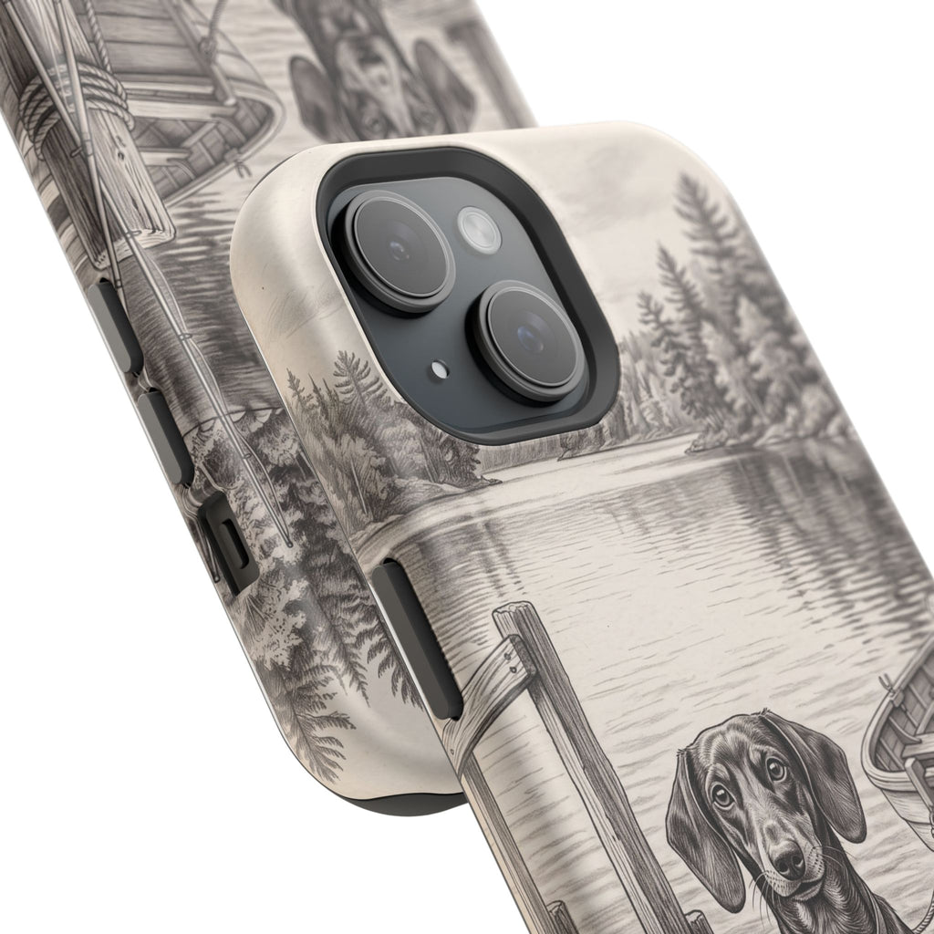 Personalized Dachshund Sunset Beach Phone Case — Wireless Charging Cover