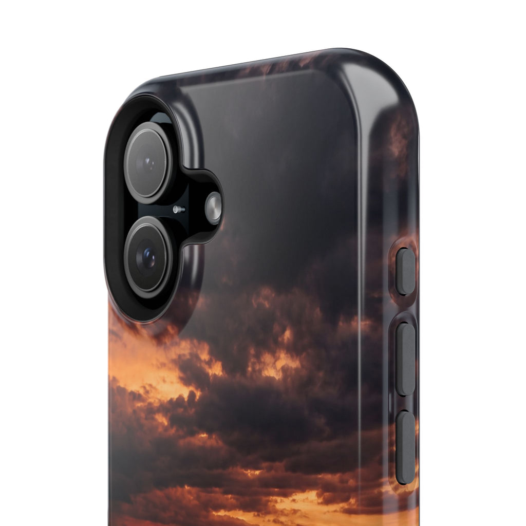 Sunset Paw Print Phone Case — Impact-Resistant Wireless Charging Cover