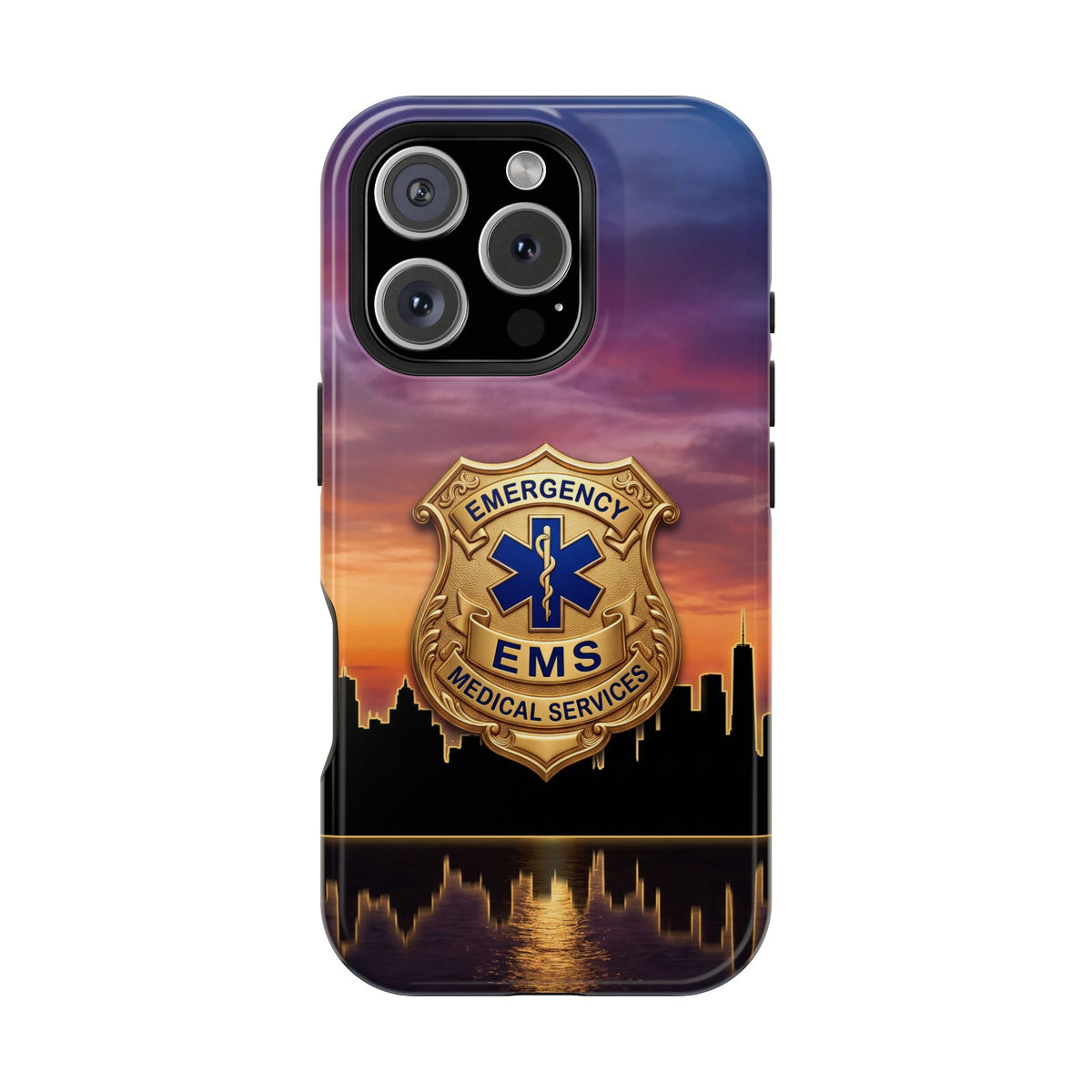 EMS Badge Sunset Skyline Phone Case — Magnetic Wireless Charging Cover