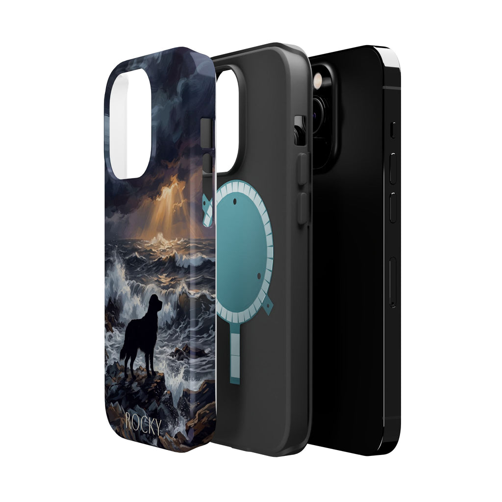Personalized Golden Retriever Stormy Sea Phone Case — Wireless Charging Cover