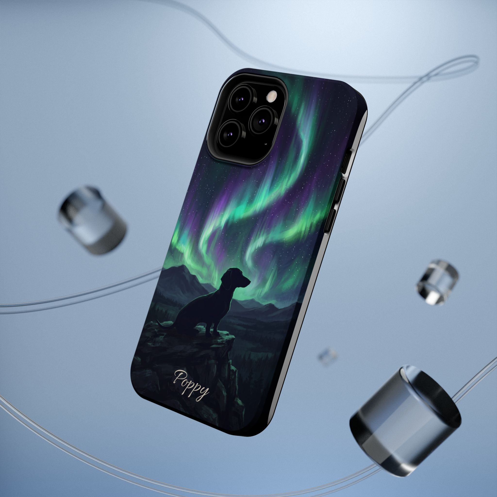 Personalized Dachshund Northern Lights Phone Case — Wireless Charging Cover