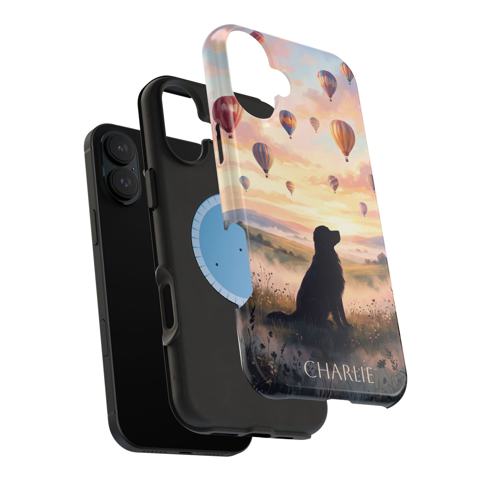 Personalized Golden Retriever Hot Air Balloon Phone Case — Wireless Charging Cover