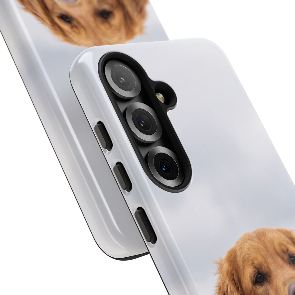Golden Retriever Portrait Phone Case | Happy Dog Photo on Soft Sky Background | Samsung & iPhone
