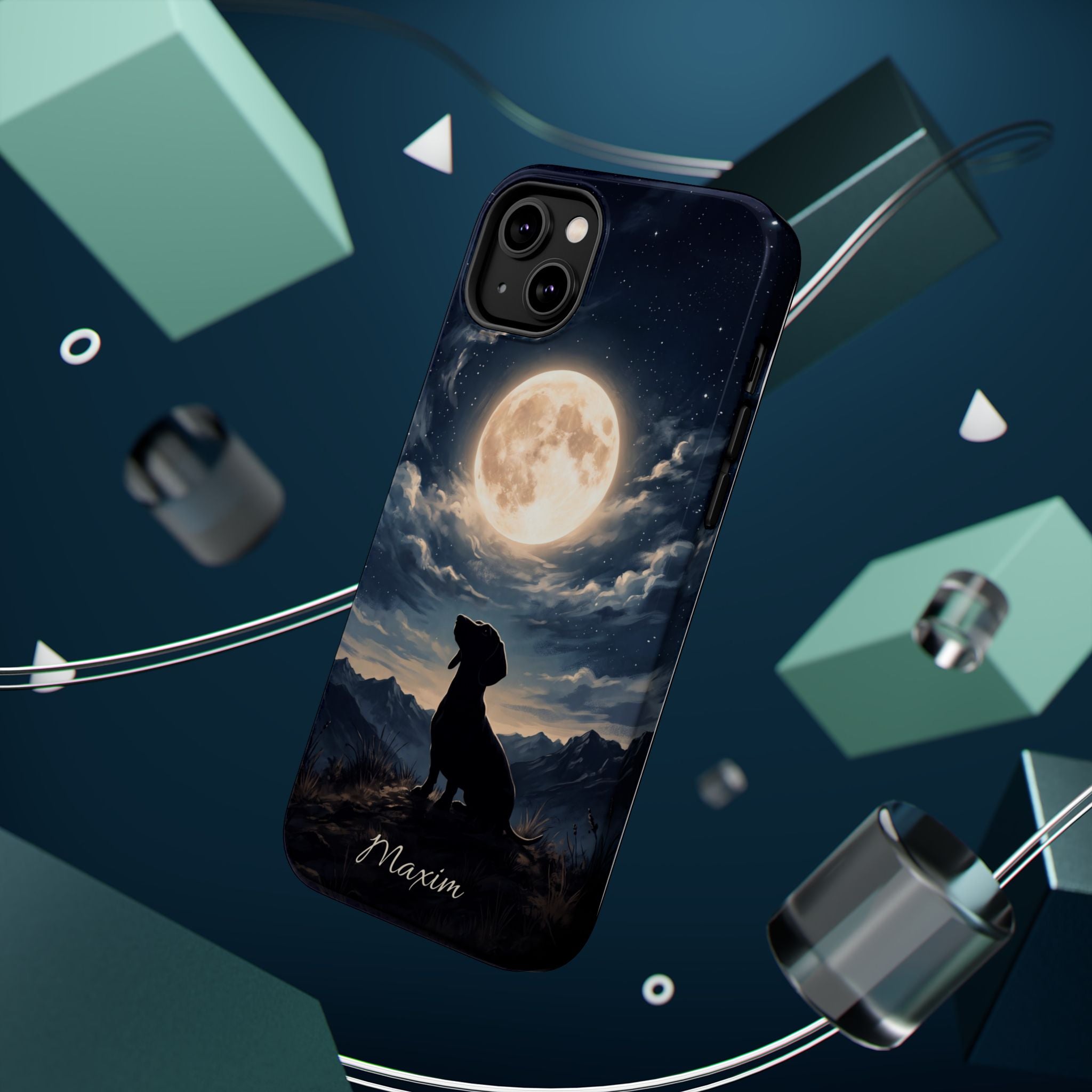 Personalized Dachshund Moonlight Phone Case — Wireless Charging Cover