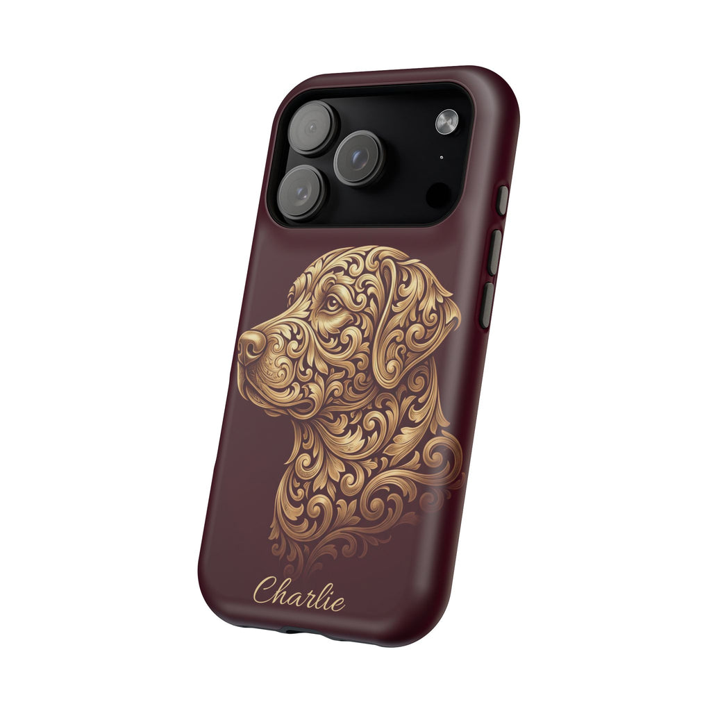 Personalized Gold Filigree Labrador Phone Case — Tough Magnetic Case with Wireless Charging