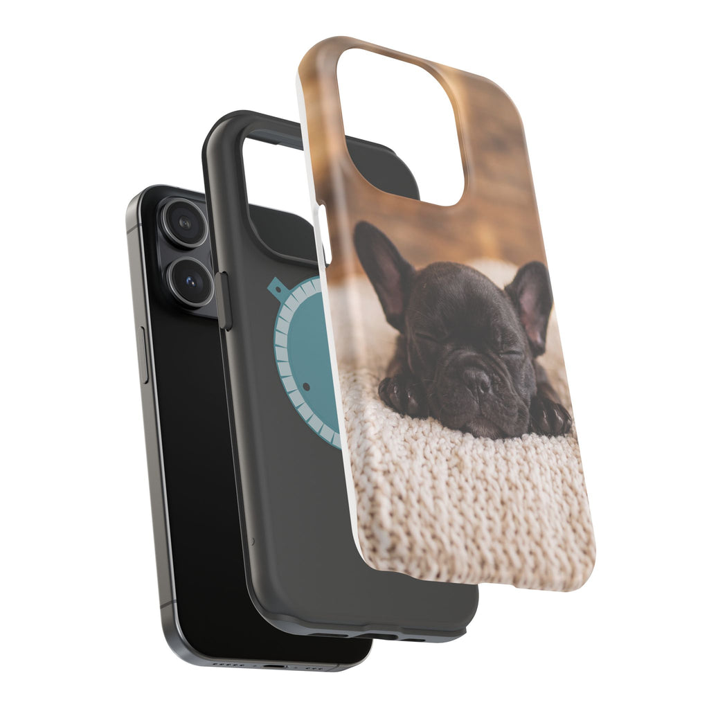 Sleepy French Bulldog Phone Case — Impact-Resistant Wireless Charging Cover