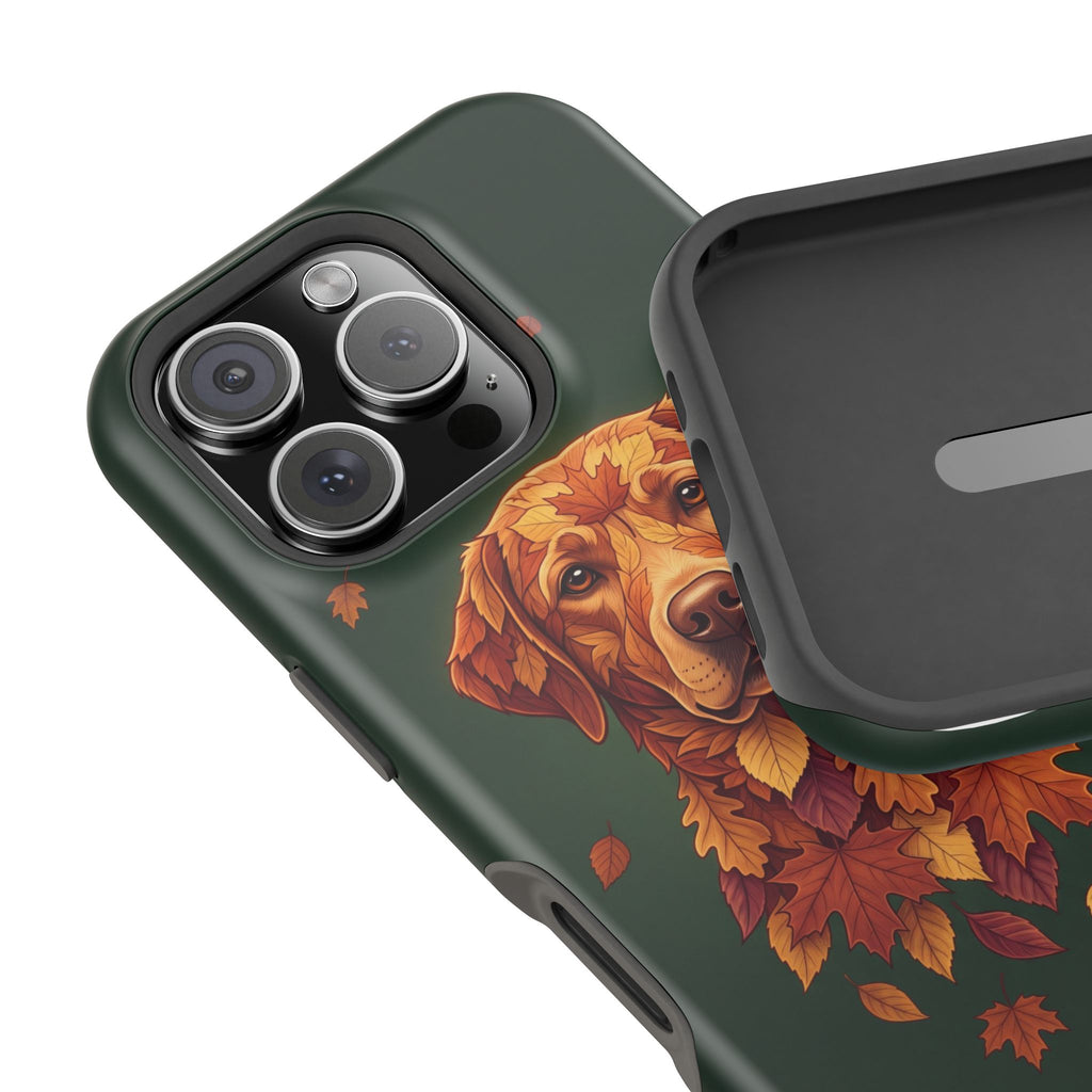 Autumn Leaves Labrador Phone Case — Tough Magnetic Case with Wireless Charging