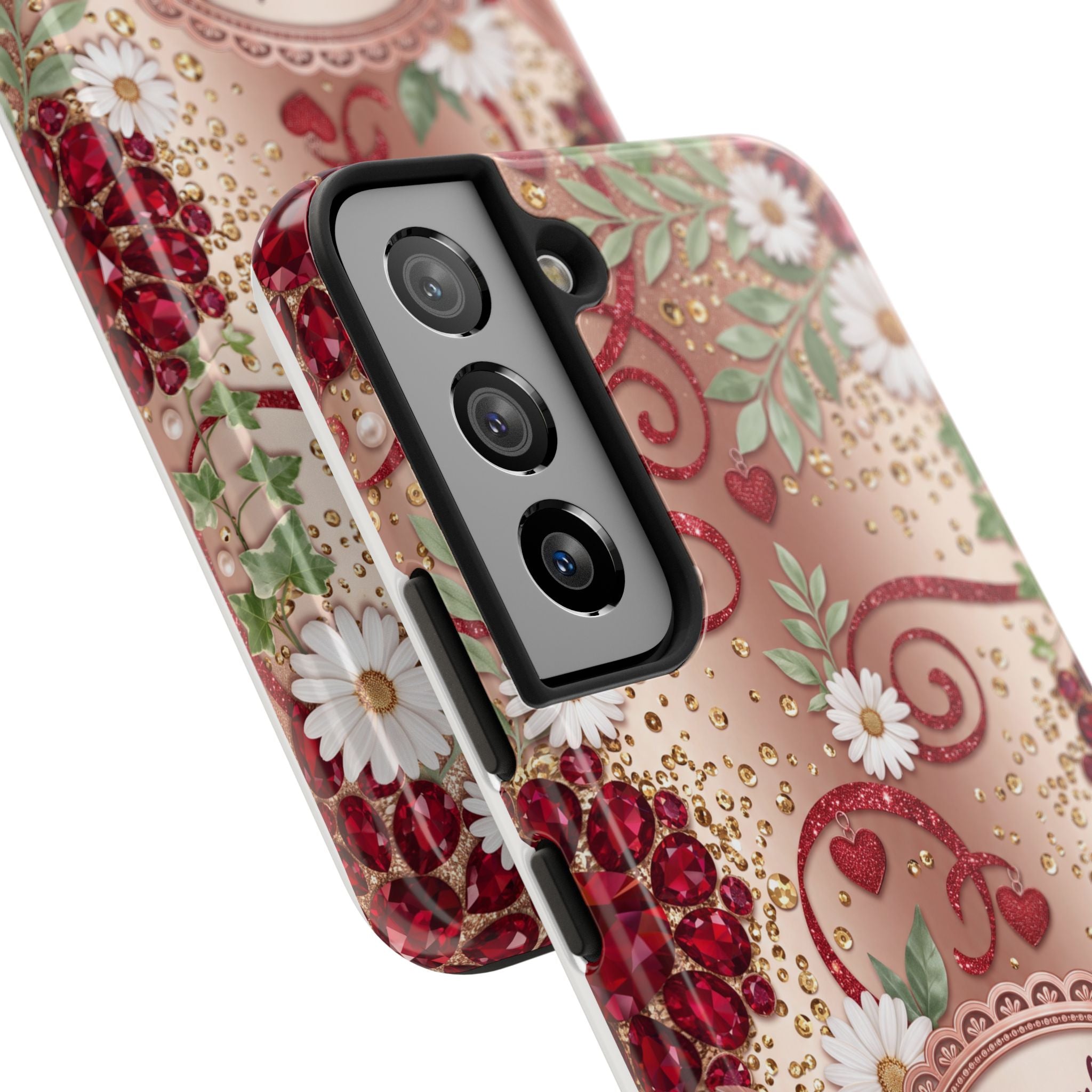 Personalized Teacher Phone Case — Custom Name and Message - Floral Jeweled Design