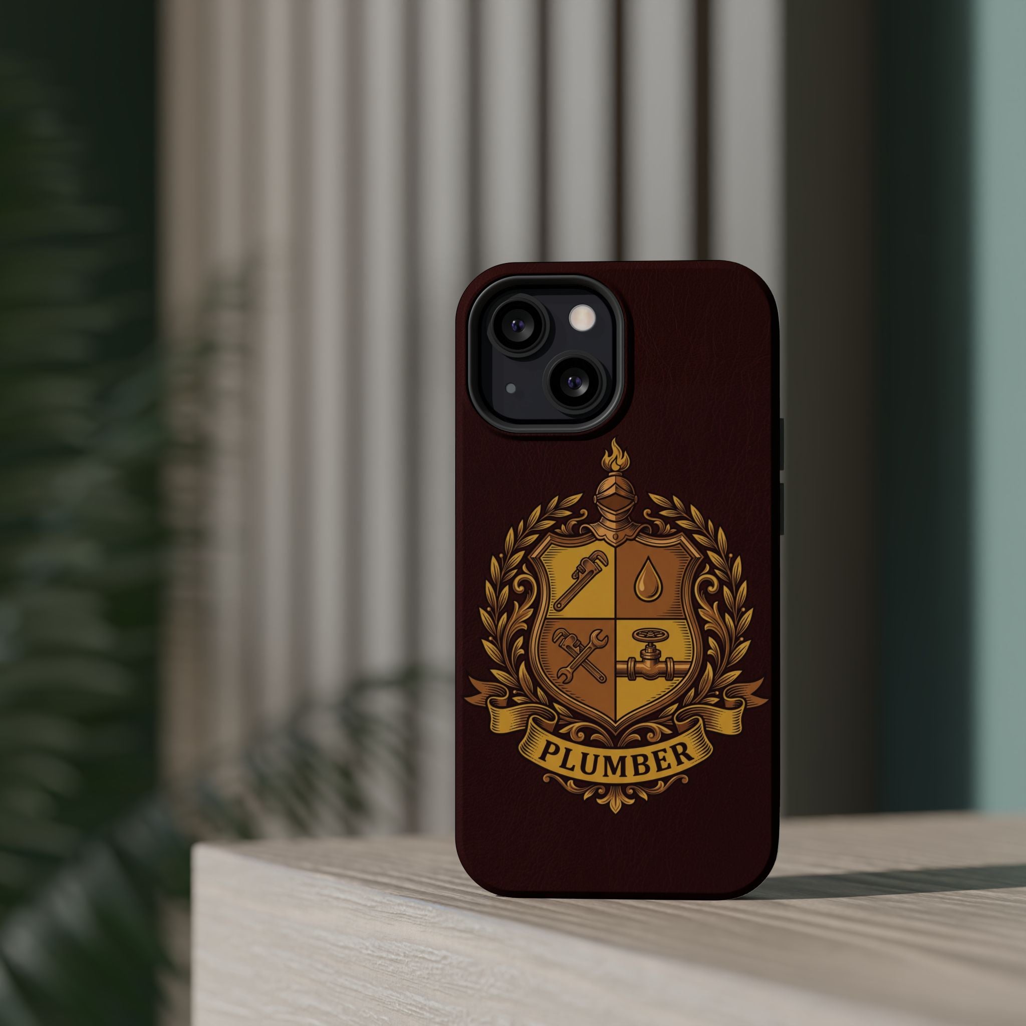 Plumber Crest Phone Case — Heraldic Shield Wireless Charging Cover