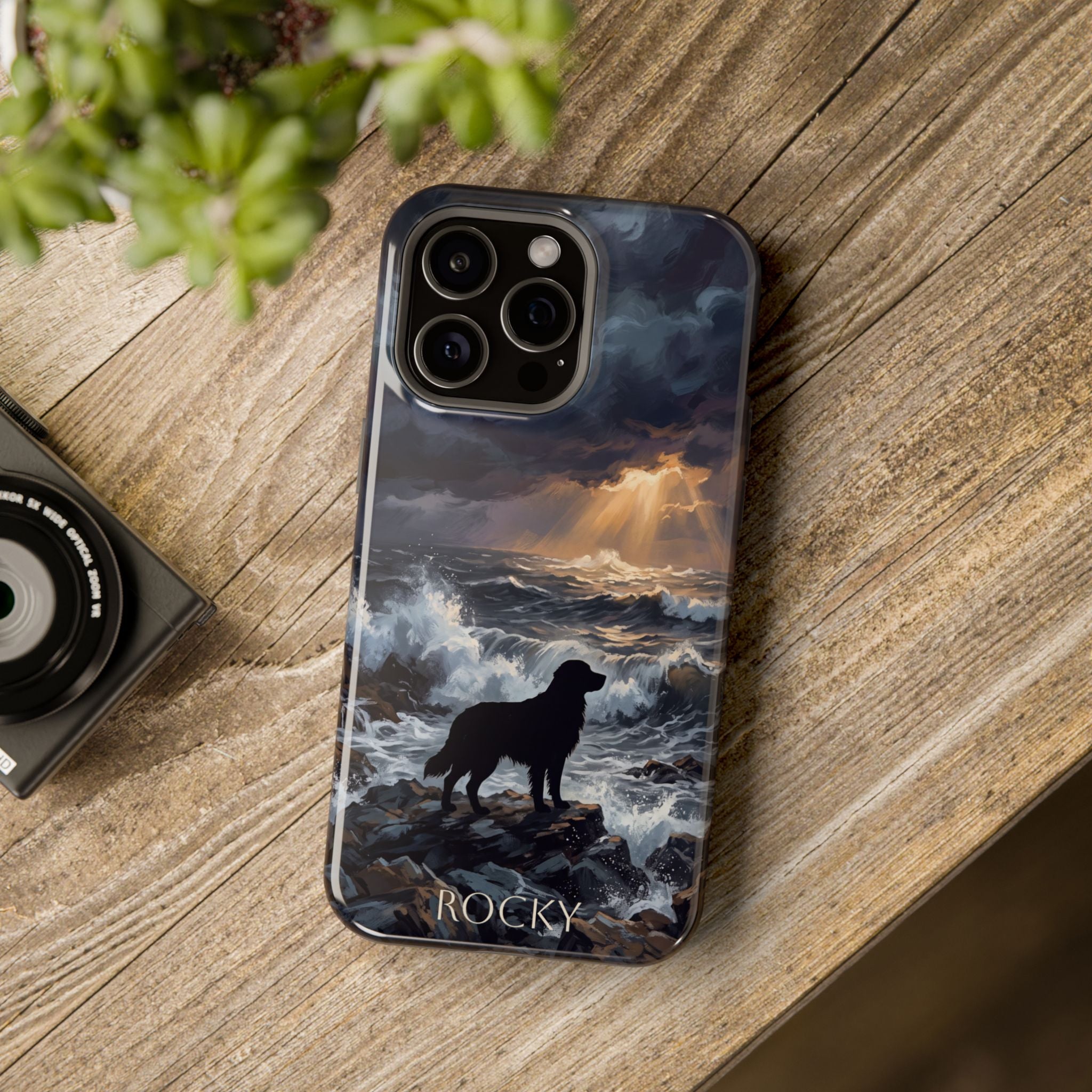 Personalized Golden Retriever Stormy Sea Phone Case — Wireless Charging Cover