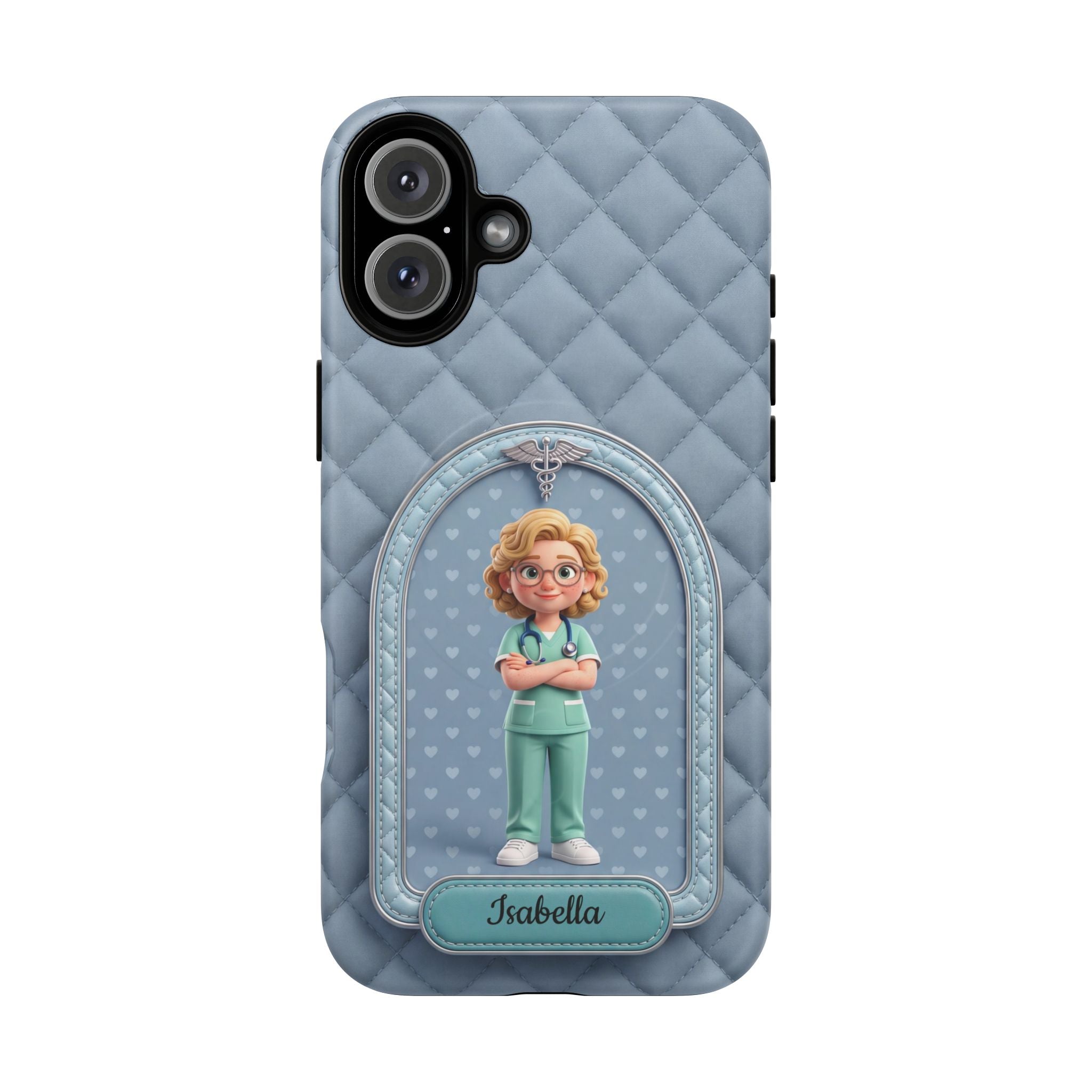 Personalized Nurse Phone Case | Quilted Badge Design, Custom Name iPhone Case
