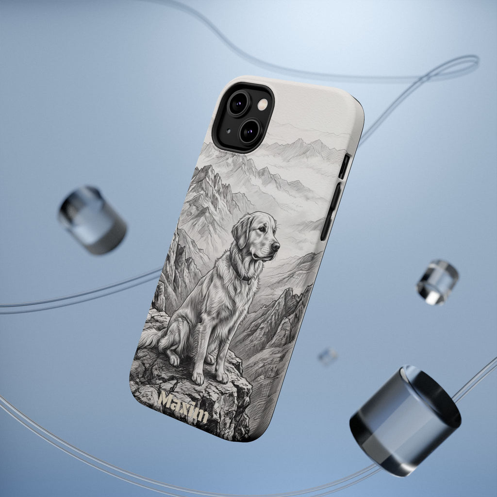 Personalized Golden Retriever Mountain Peak Phone Case — Wireless Charging Cover