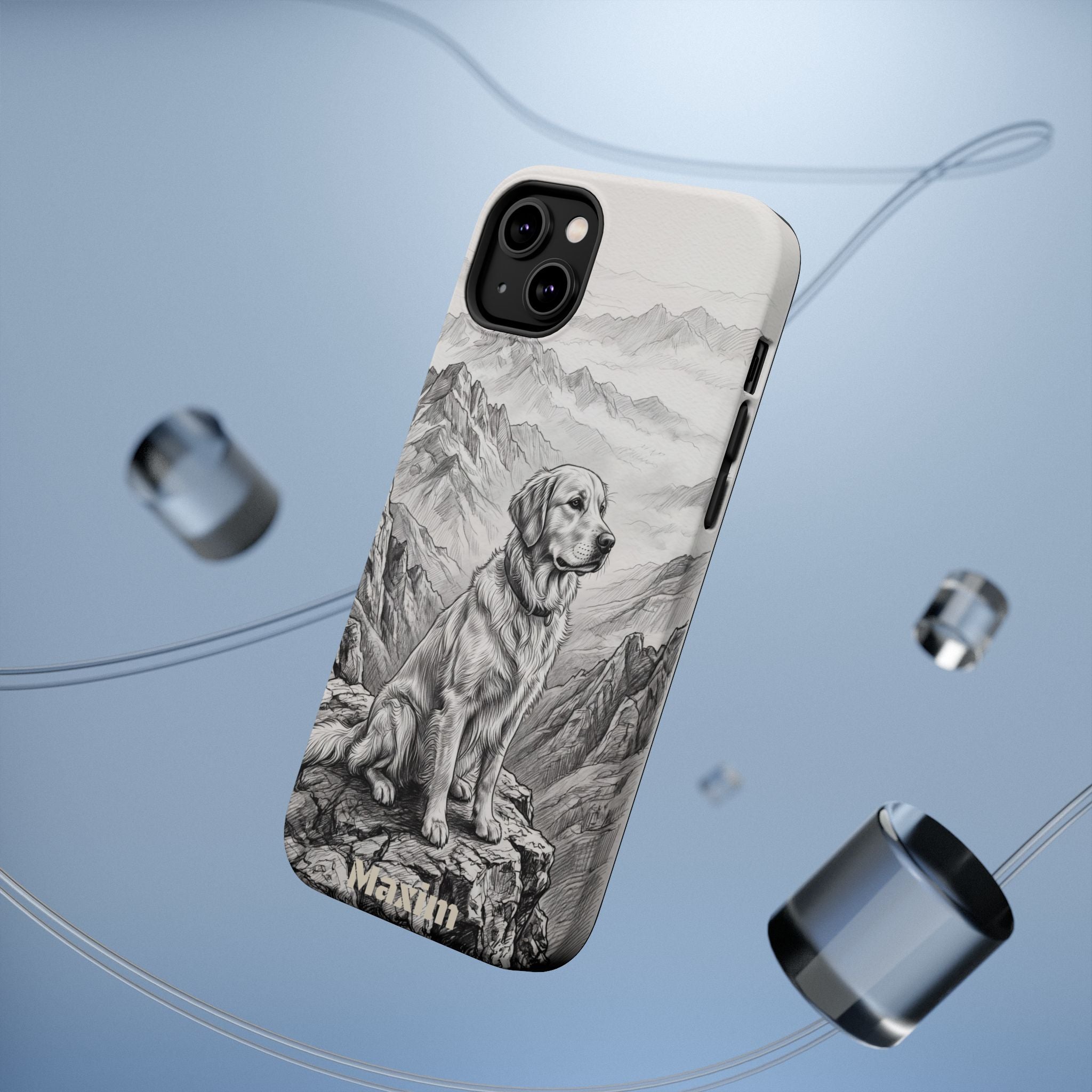 Personalized Golden Retriever Mountain Peak Phone Case — Wireless Charging Cover