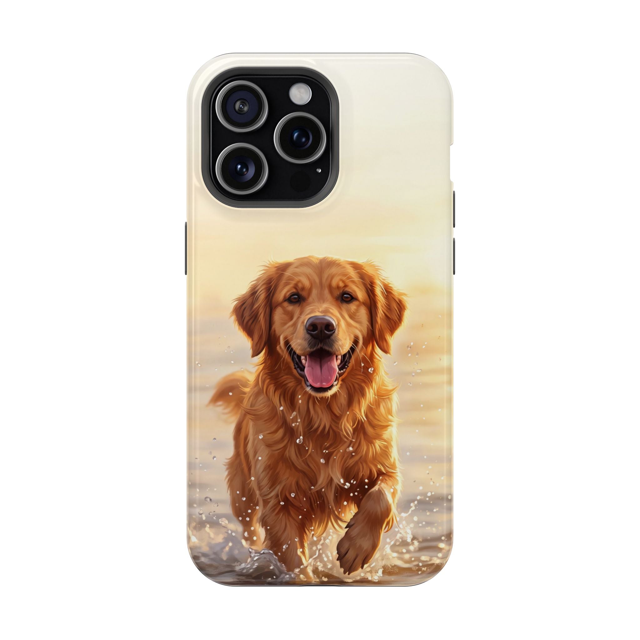 Beach Golden Retriever Phone Case — Impact-Resistant Wireless Charging Cover