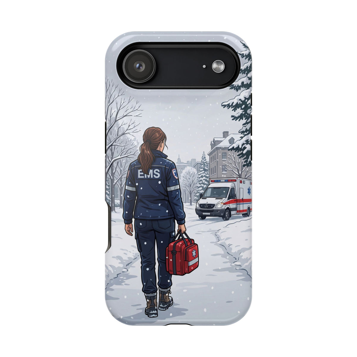 Paramedic/EMT Winter Phone Case — Magnetic Wireless Charging Cover