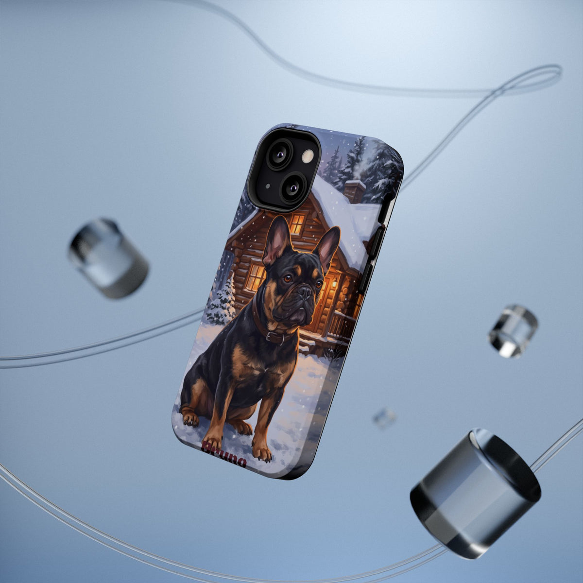 Personalized French Bulldog Cozy Cabin Phone Case — Wireless Charging Cover