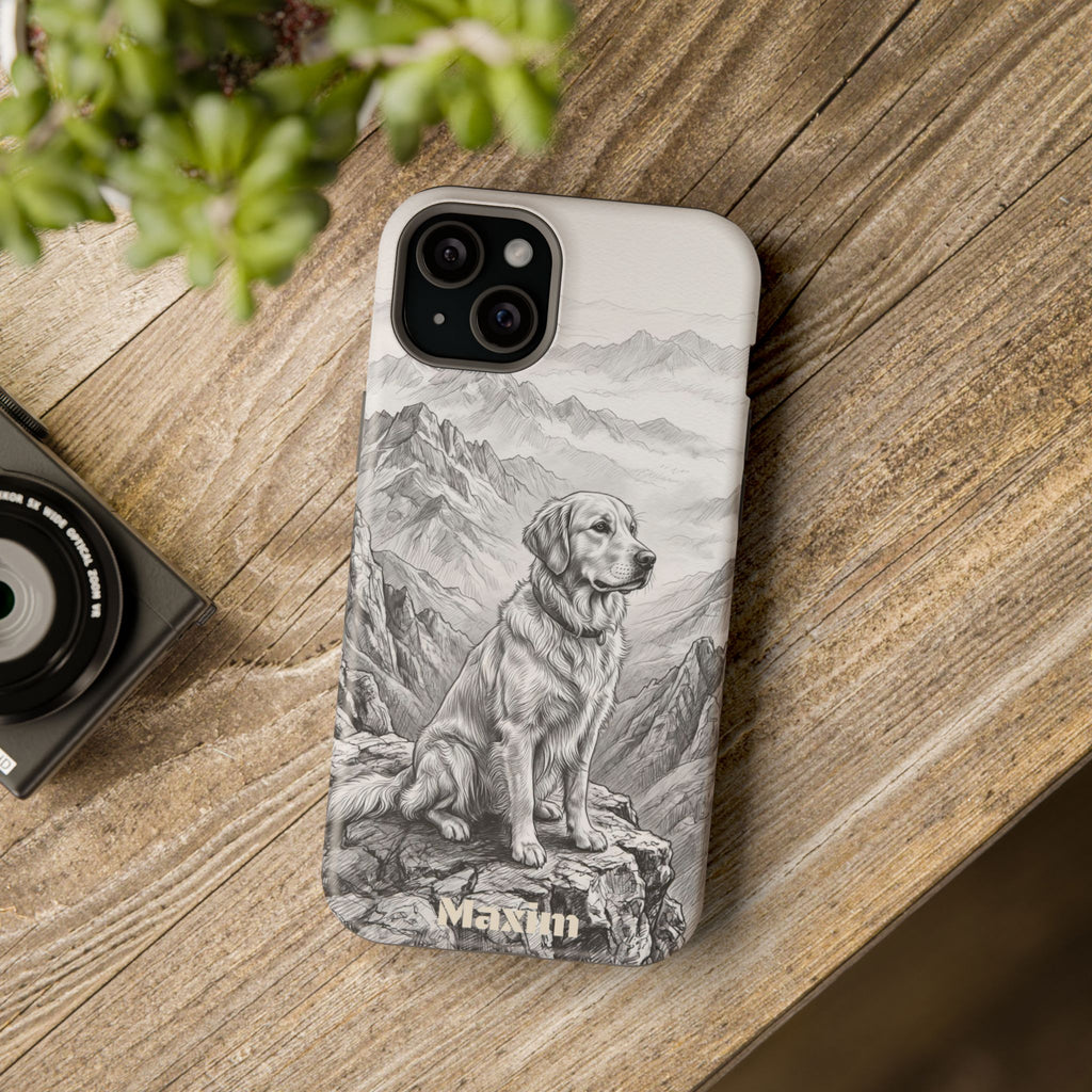 Personalized Golden Retriever Mountain Peak Phone Case — Wireless Charging Cover