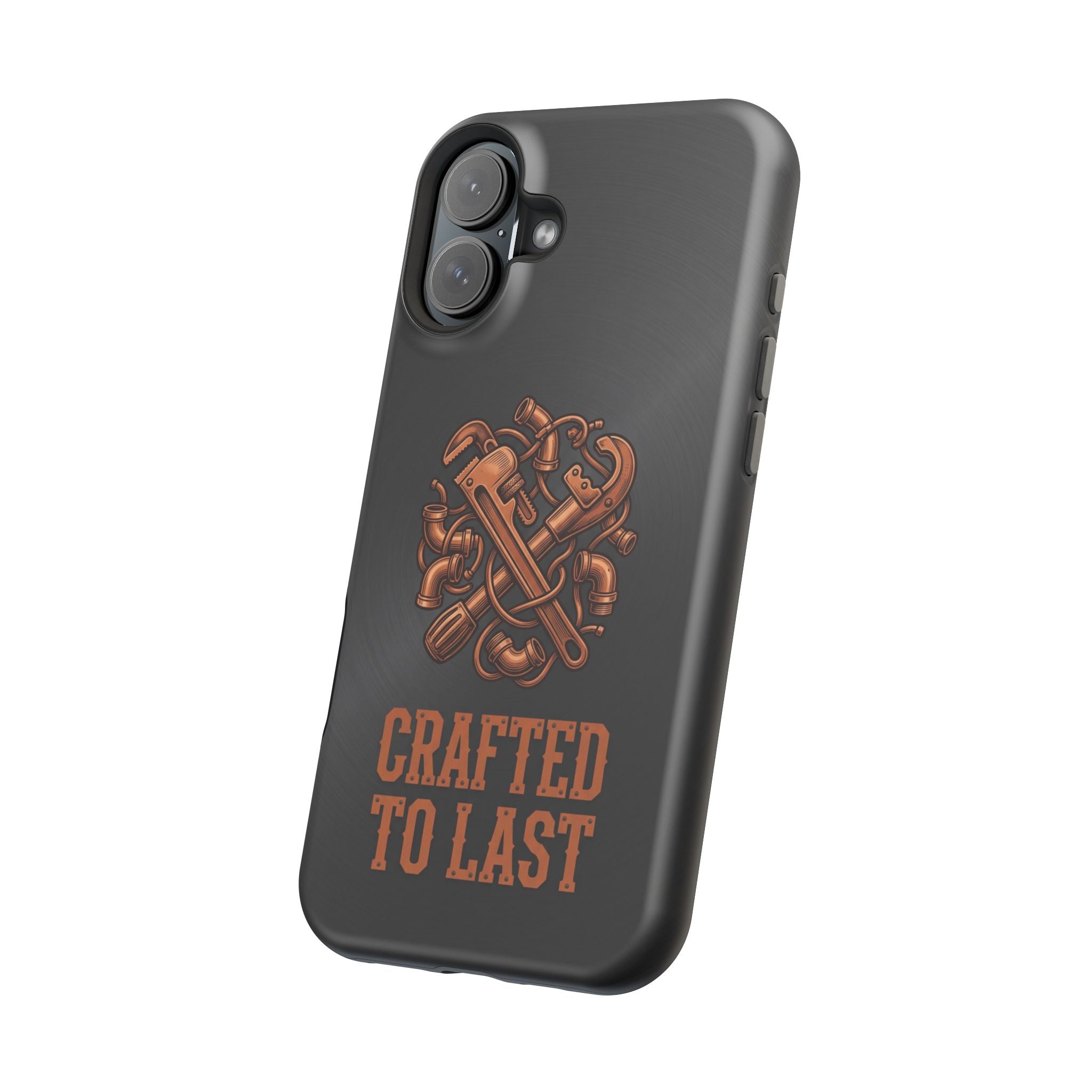 Crafted to Last Phone Case — Crossed Wrenches Wireless Charging Cover