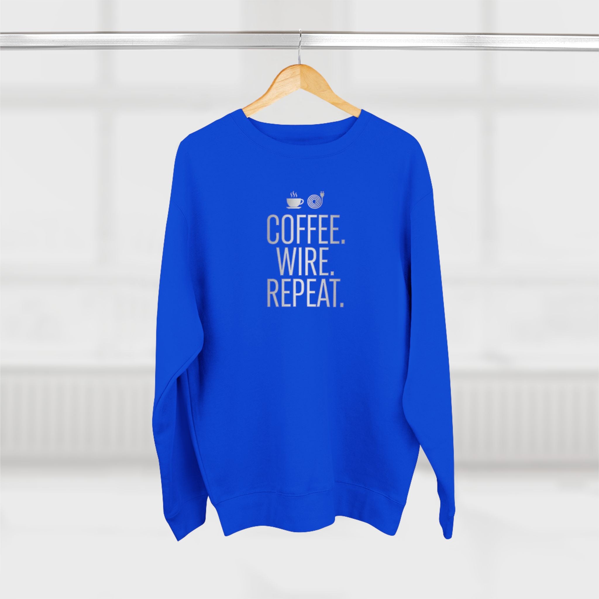 Coffee Wire Repeat Electrician Sweatshirt | Funny Electrician Gift Crewneck