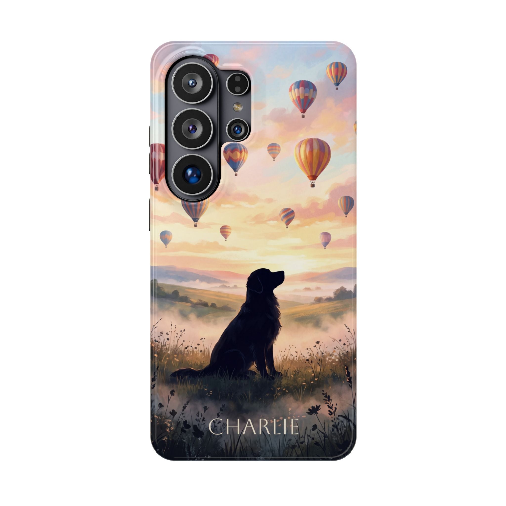 Personalized Golden Retriever Hot Air Balloon Phone Case — Wireless Charging Cover