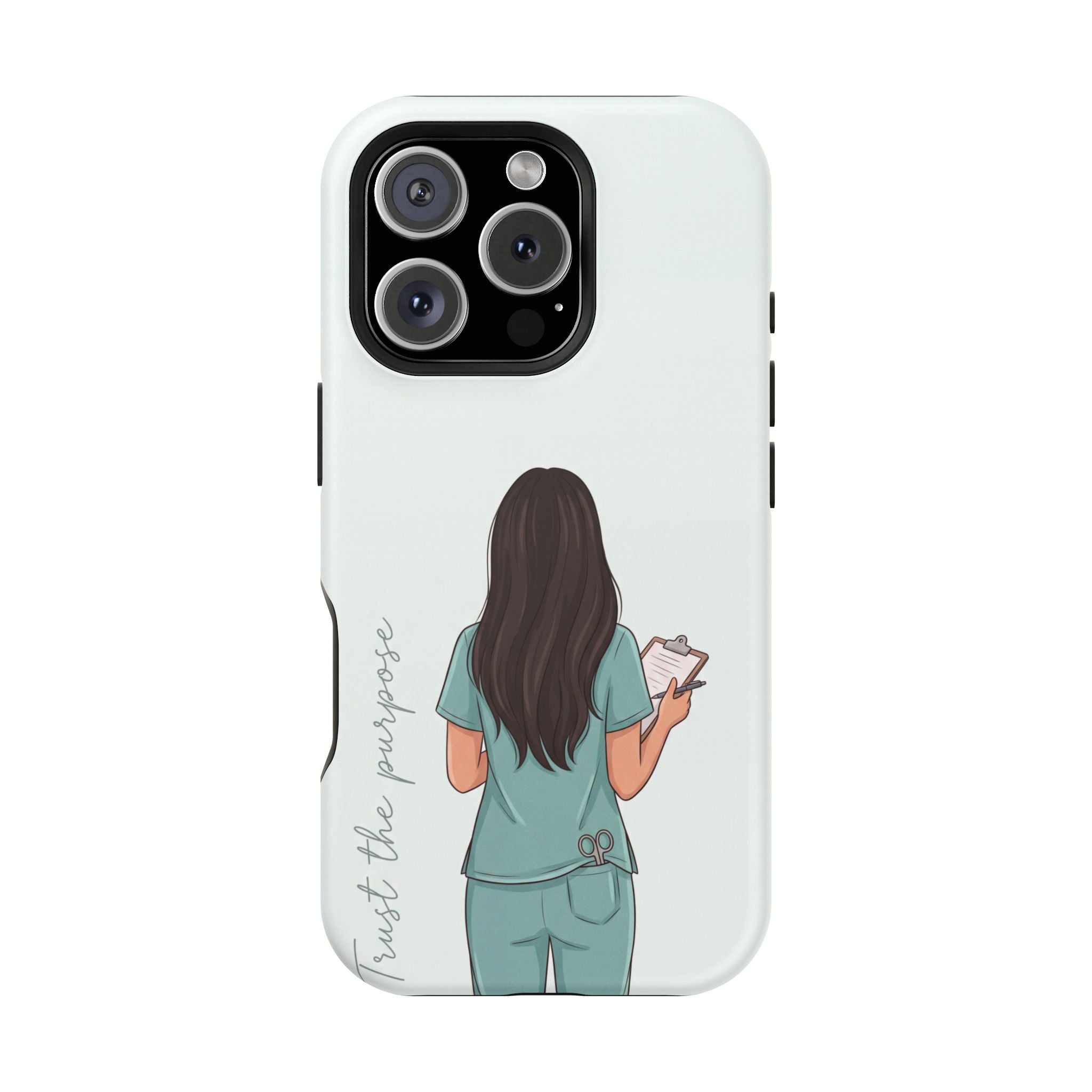 Nurse Illustration Phone Case — Impact-Resistant Wireless Charging Cover