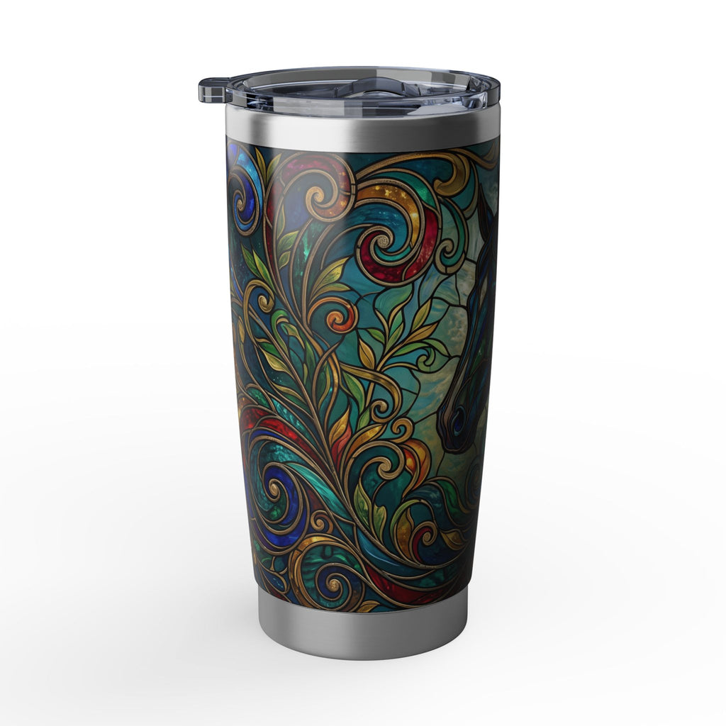 Horse Tumbler | Stained Glass Swirl Art — 20 oz Stainless Travel Mug