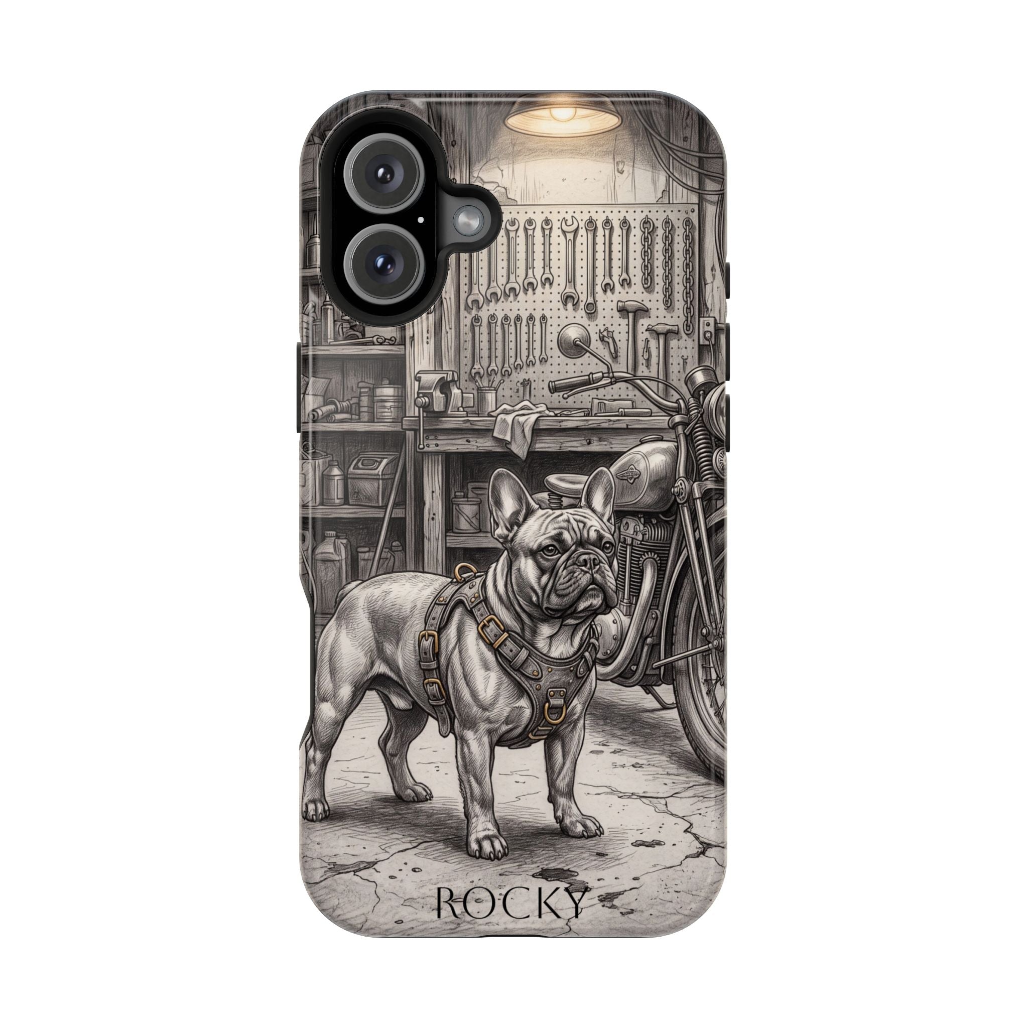 Personalized French Bulldog Vintage Street Phone Case — Wireless Charging Cover