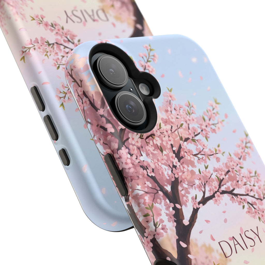 Personalized Dachshund Cherry Blossom Phone Case — Wireless Charging Cover