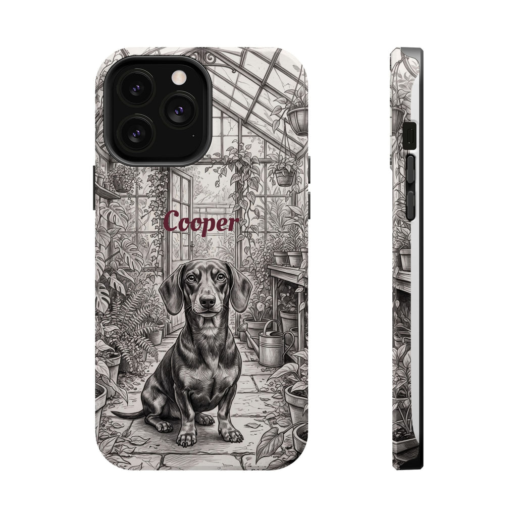 Personalized Dachshund Vintage Greenhouse Phone Case — Wireless Charging Cover