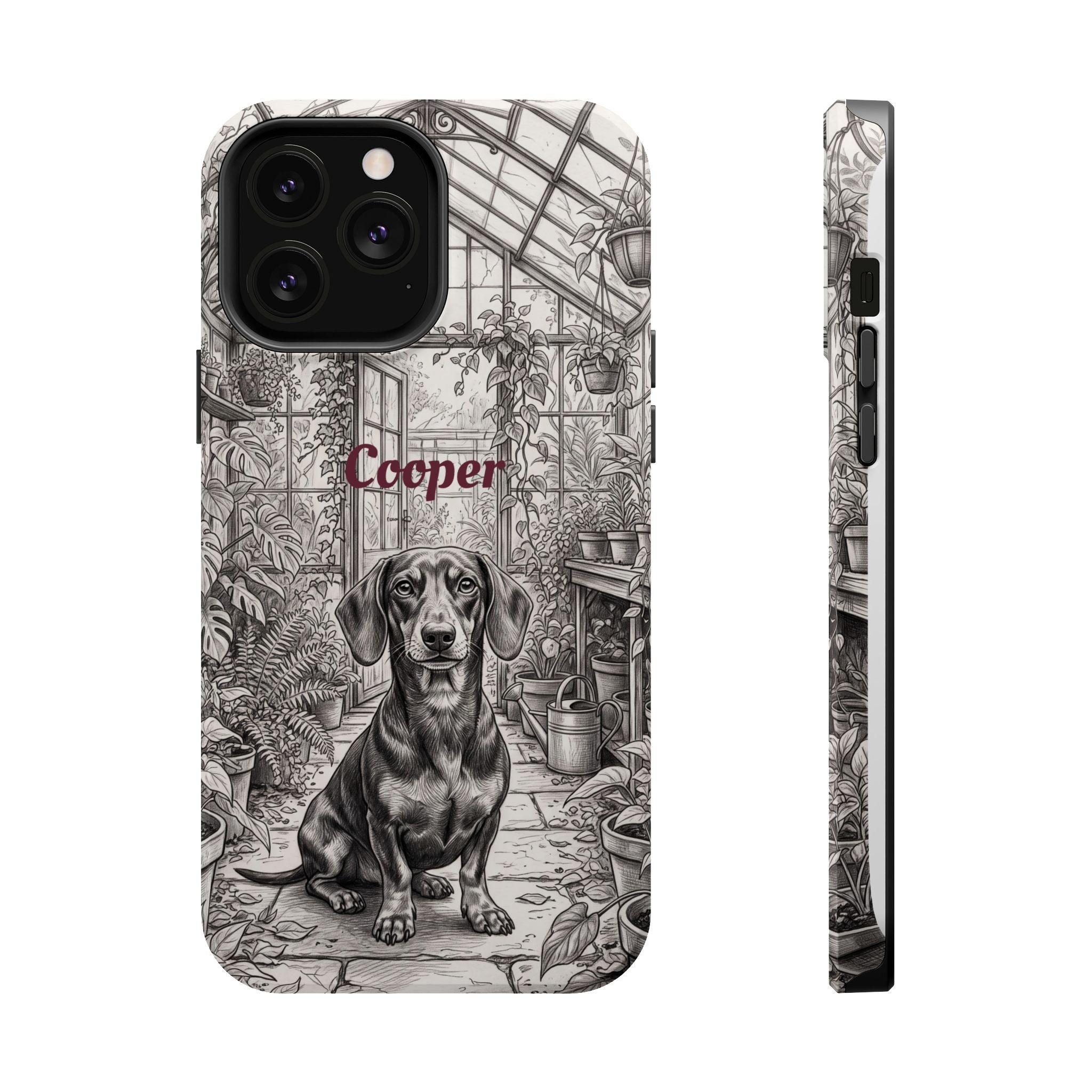 Personalized Dachshund Vintage Greenhouse Phone Case — Wireless Charging Cover