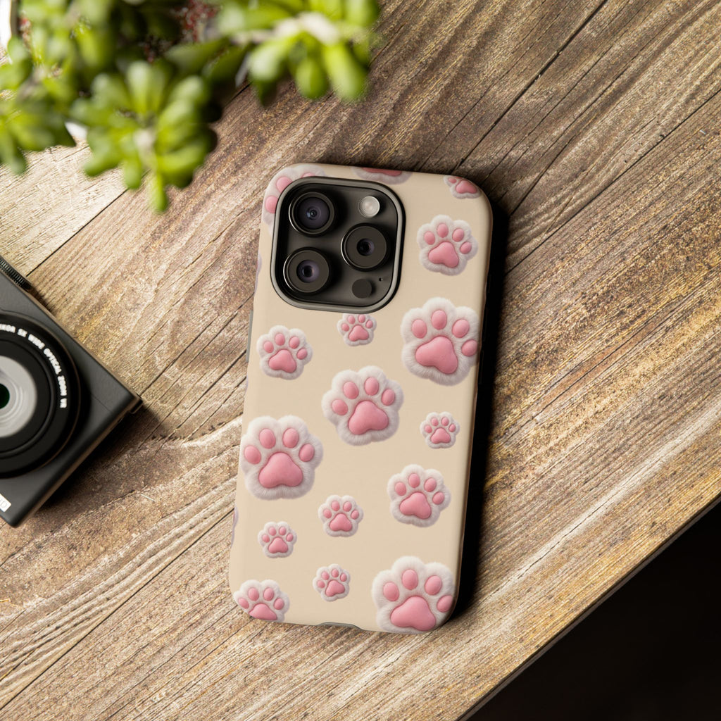 Golden Retriever Paw Print Phone Case | Cute Pink Paw Pattern for Dog Lovers | iPhone & Samsung