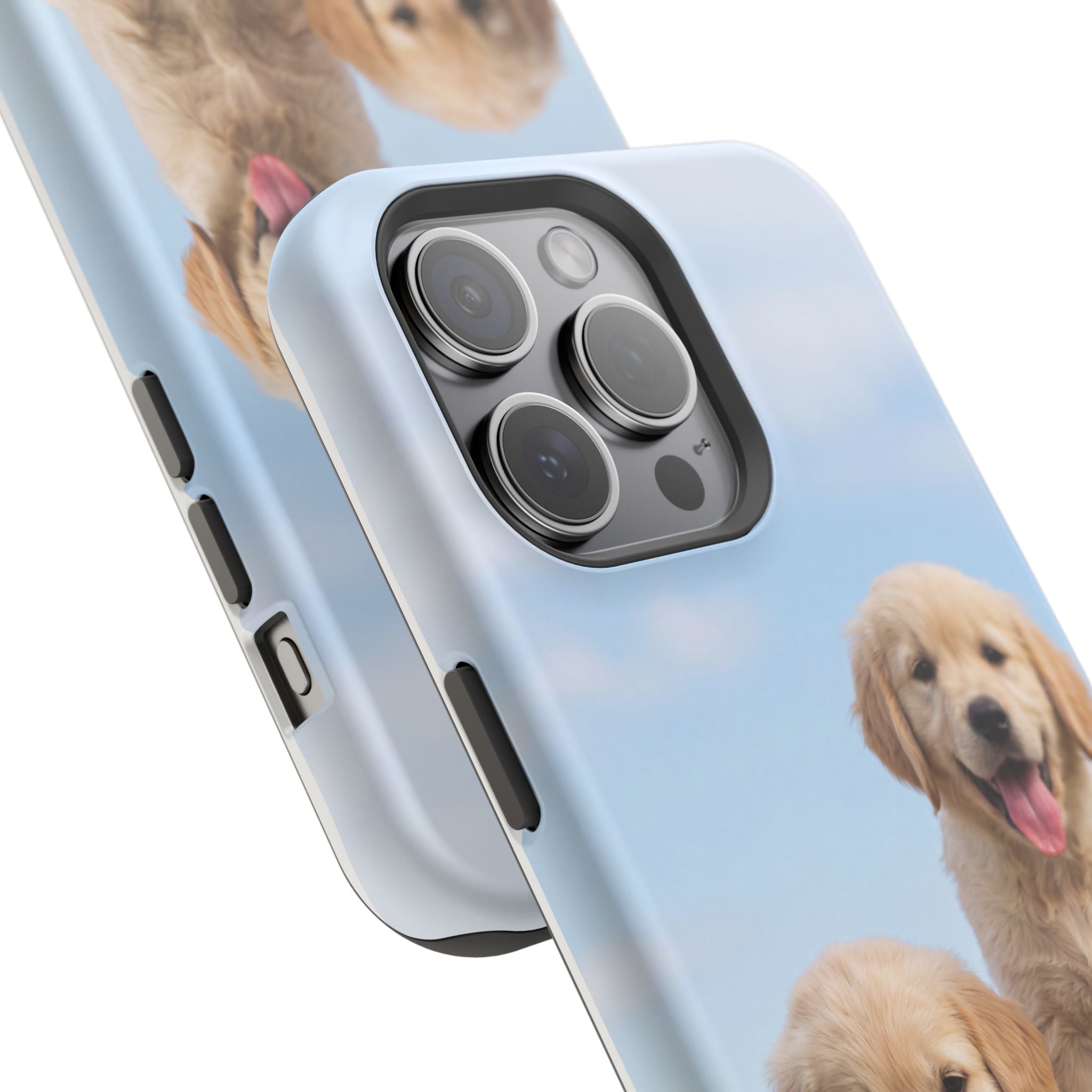Golden Retriever Puppy Duo Phone Case — Impact-Resistant Wireless Charging Cover