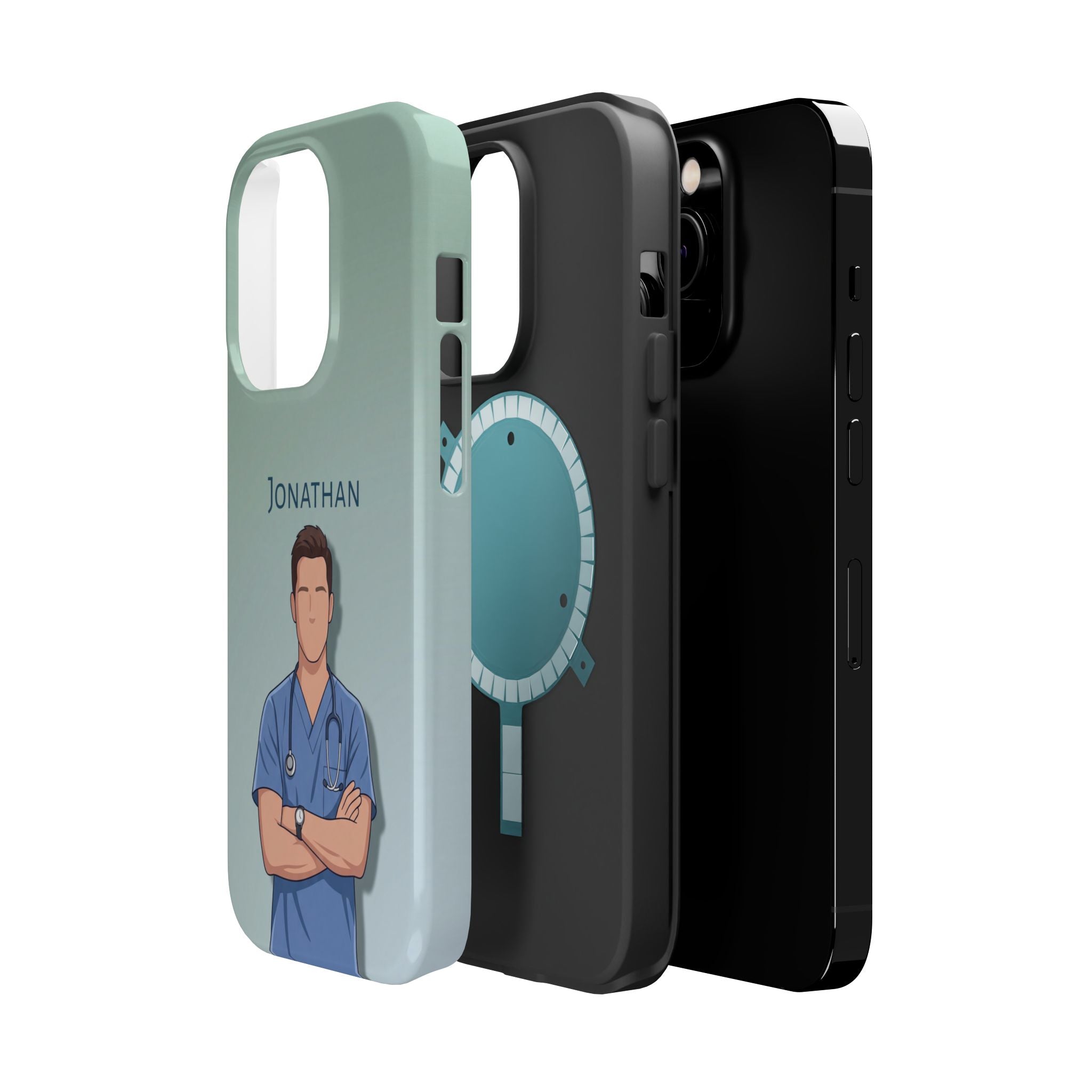 Personalized Nurse Portrait Phone Case — Impact-Resistant Wireless Charging Cover