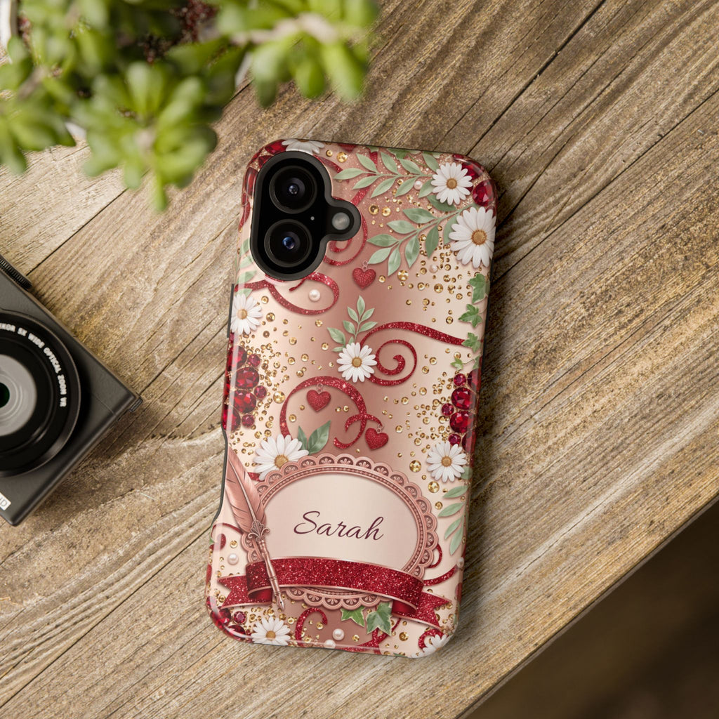 Personalized Vintage Floral Teacher Phone Case — Wireless Charging Cover
