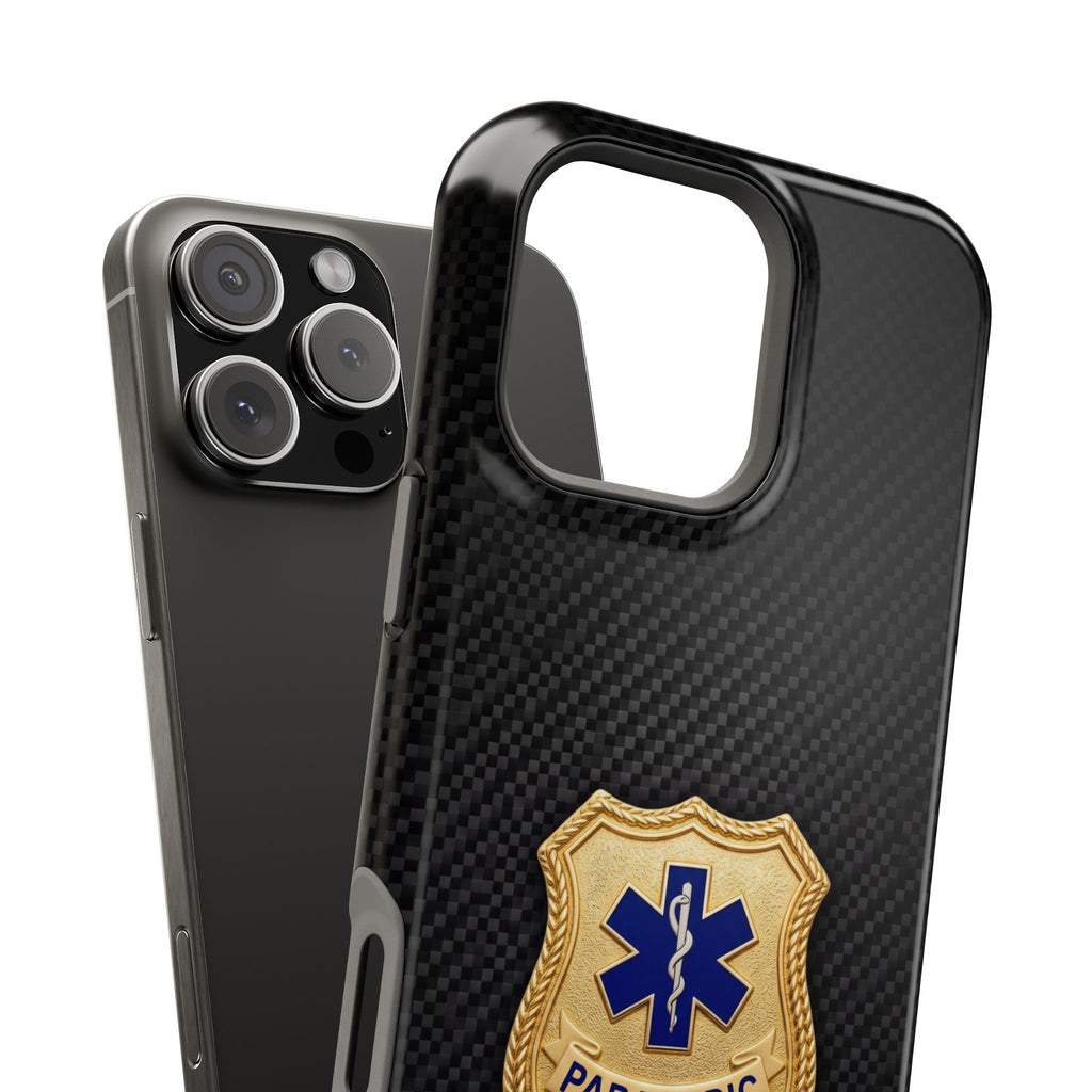 Gold Paramedic Badge Black Phone Case — Magnetic Wireless Charging Cover