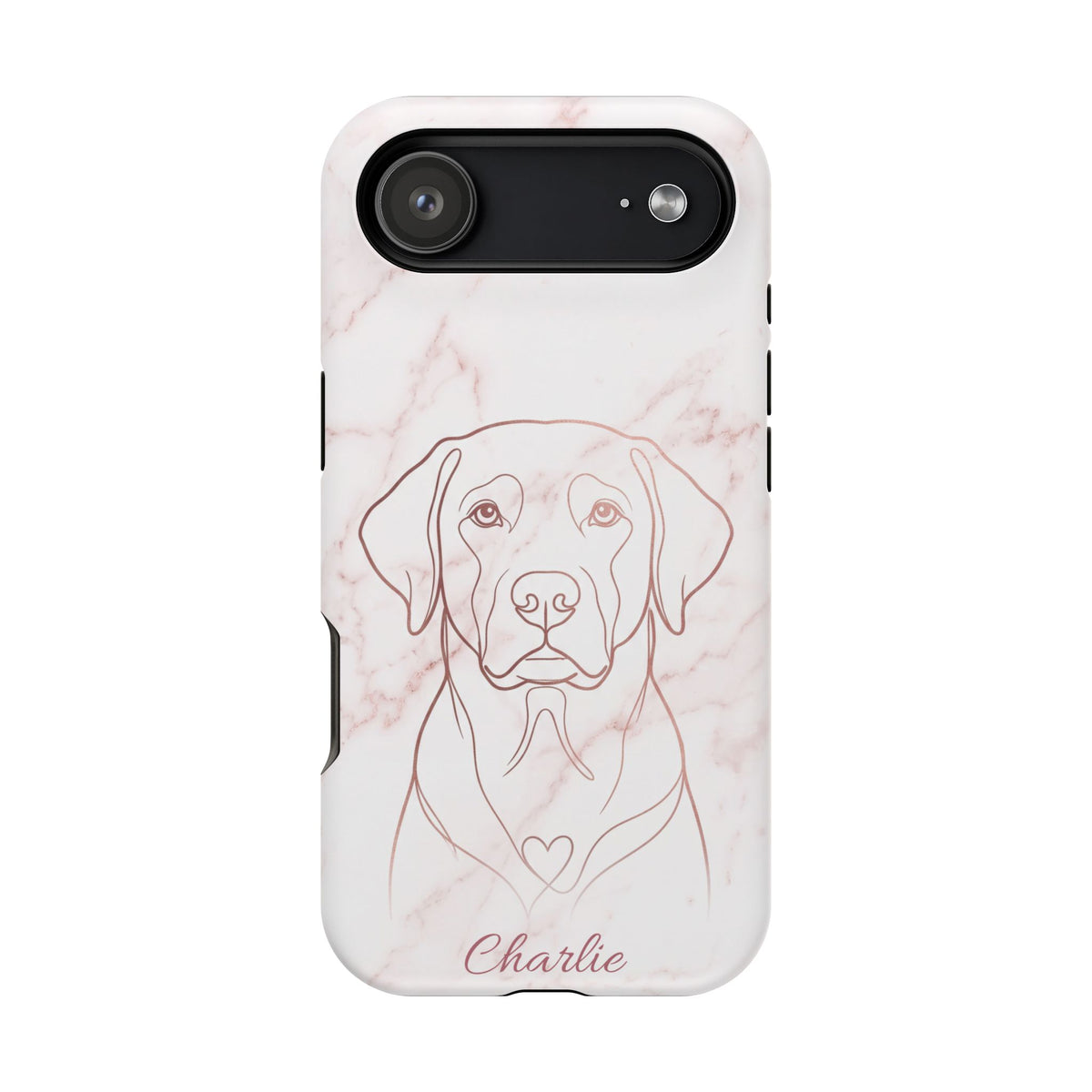 Personalized Rose Gold Marble Labrador Phone Case — Tough Magnetic Case with Wireless Charging