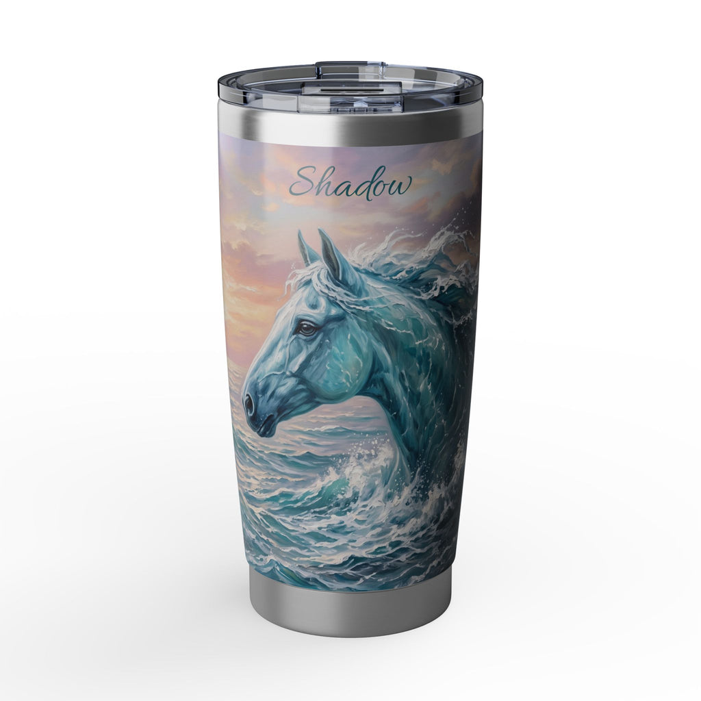 Horse Personalized Tumbler | Sea Foam Wave Art — 20 oz Stainless Travel Mug