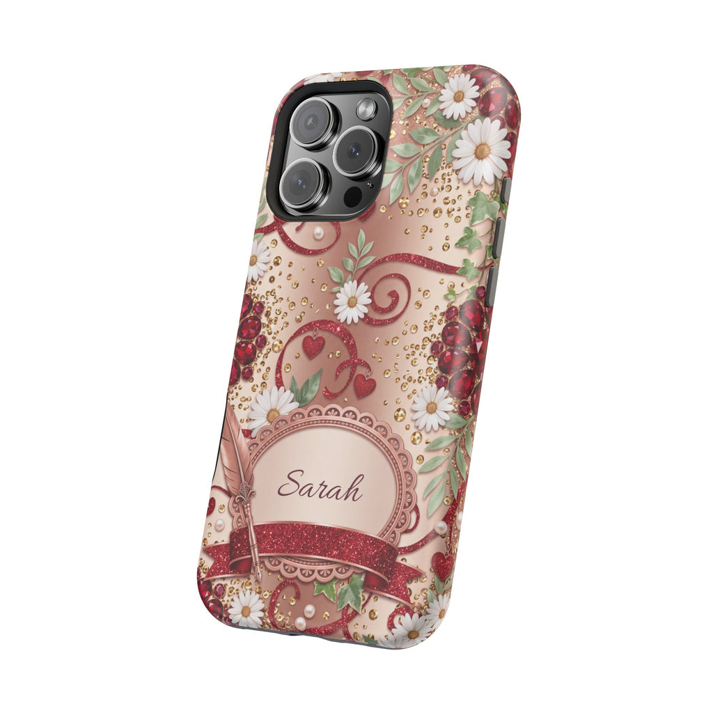 Personalized Vintage Floral Teacher Phone Case — Wireless Charging Cover