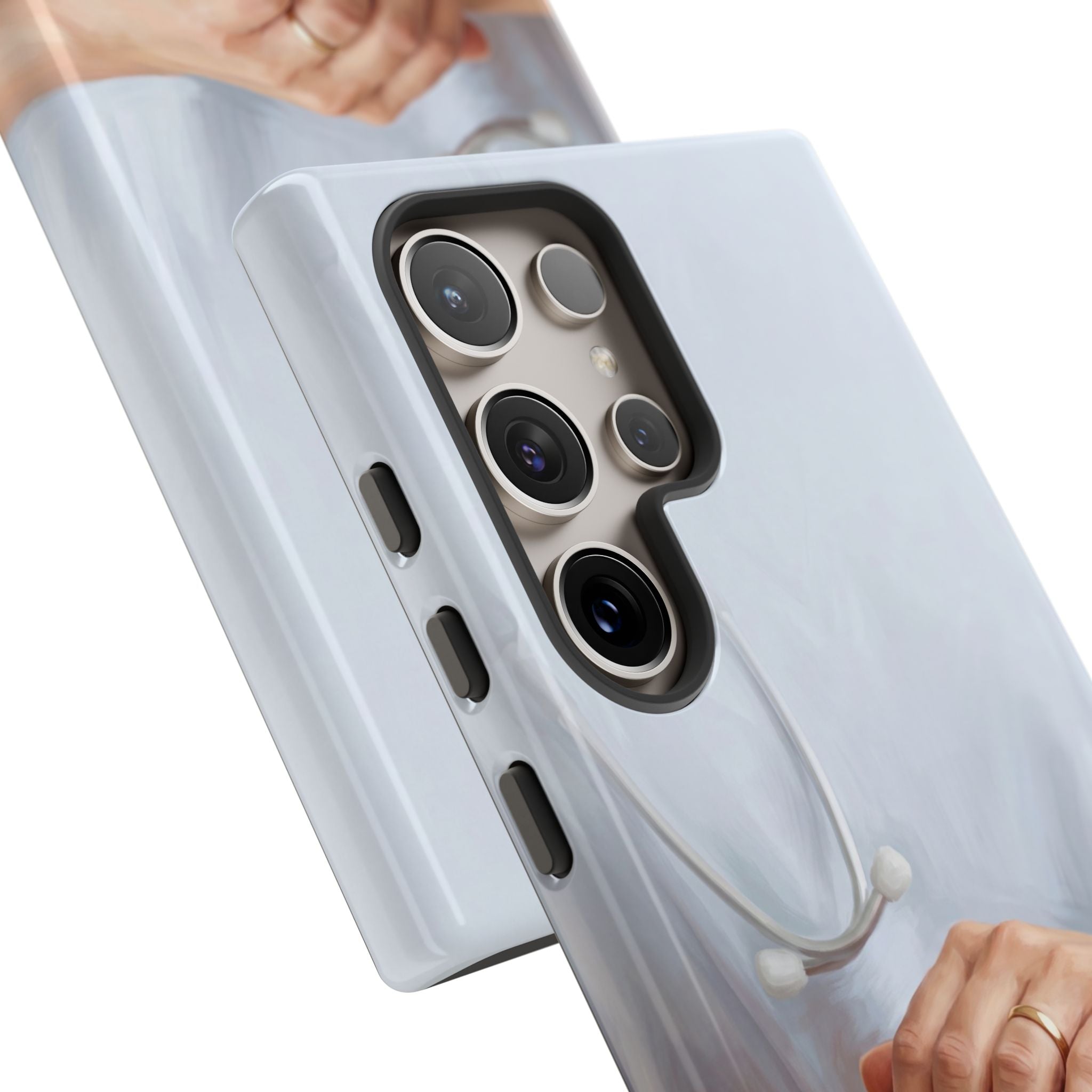 Nurse's Comforting Hands Phone Case | Caring Hands & Stethoscope Illustration | iPhone & Samsung